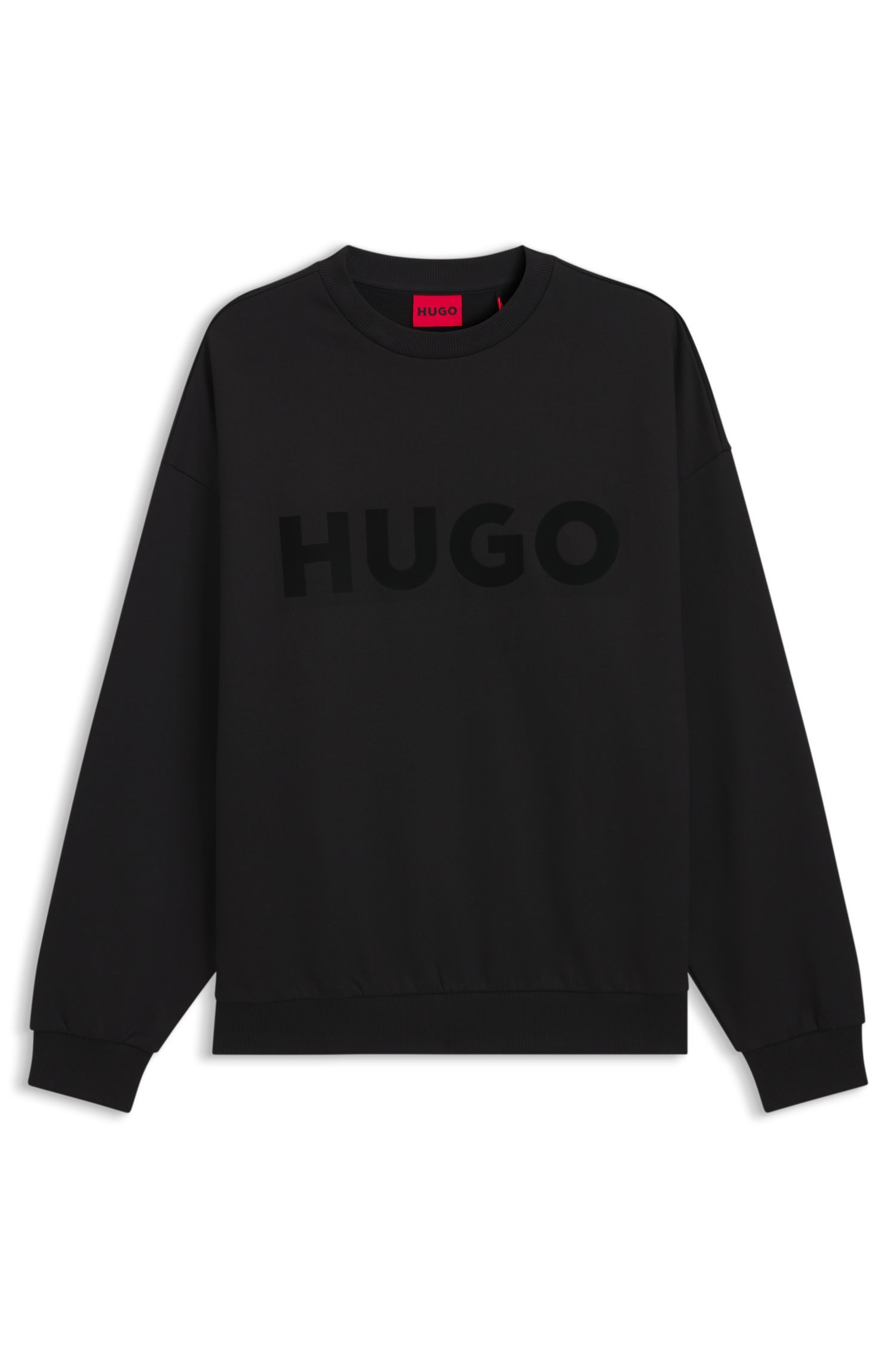 HUGO - Áo sweatshirt dáng oversized vải terry cotton in logo
