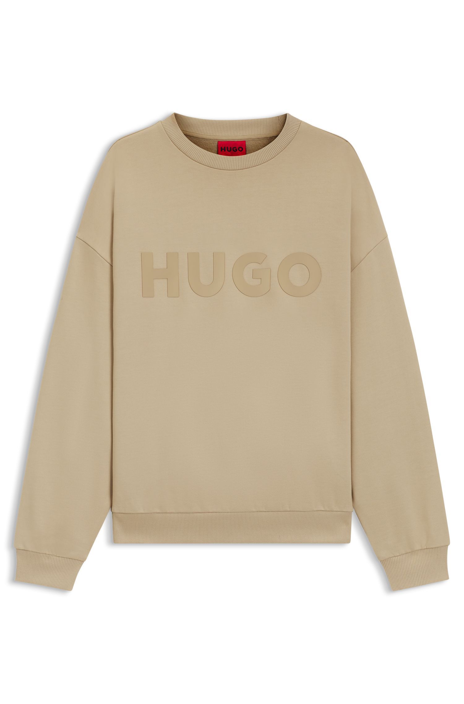 HUGO - Áo sweatshirt dáng oversized vải terry cotton in logo