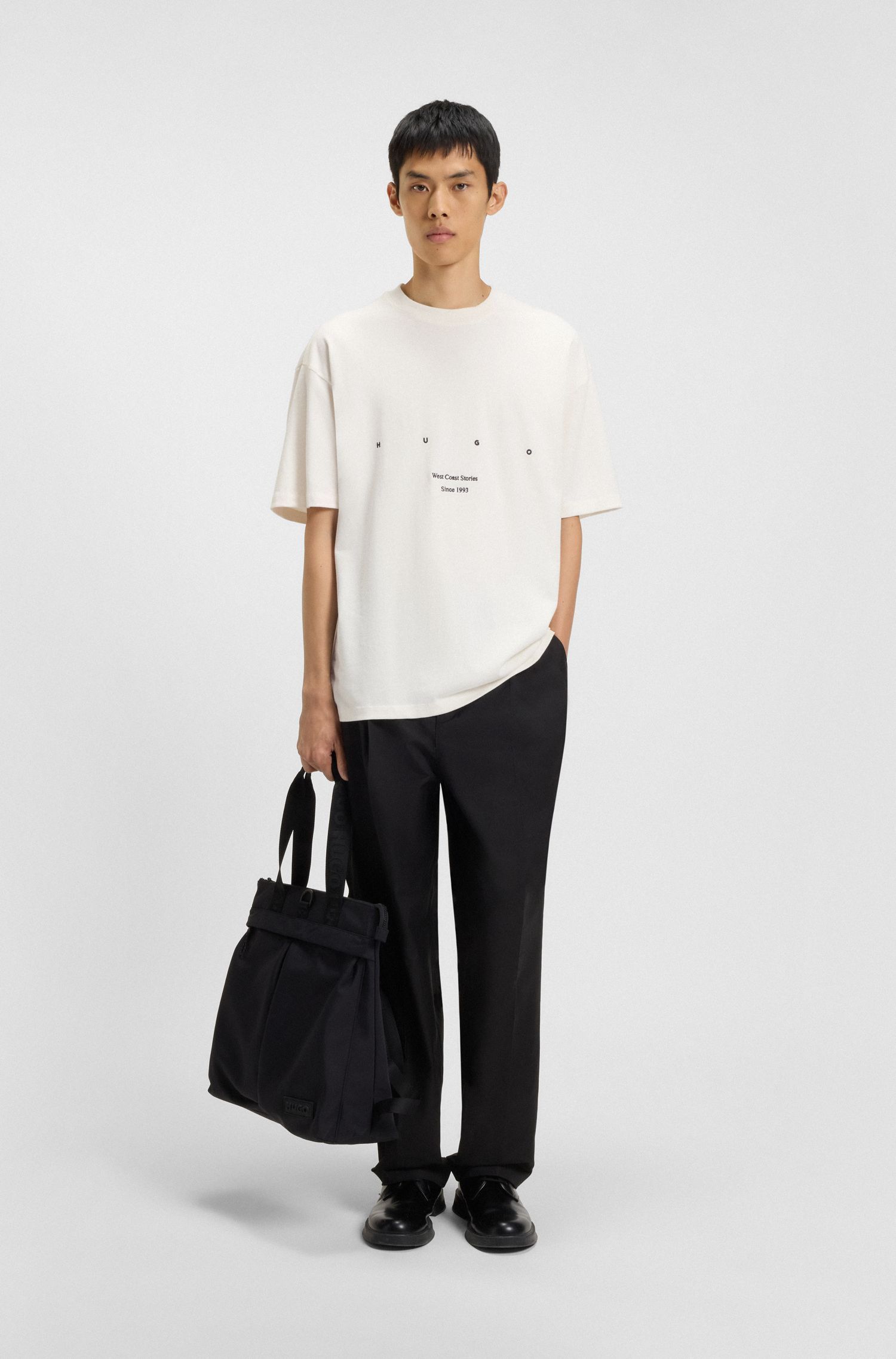 HUGO - Áo thun cotton-jersey in artwork LA
