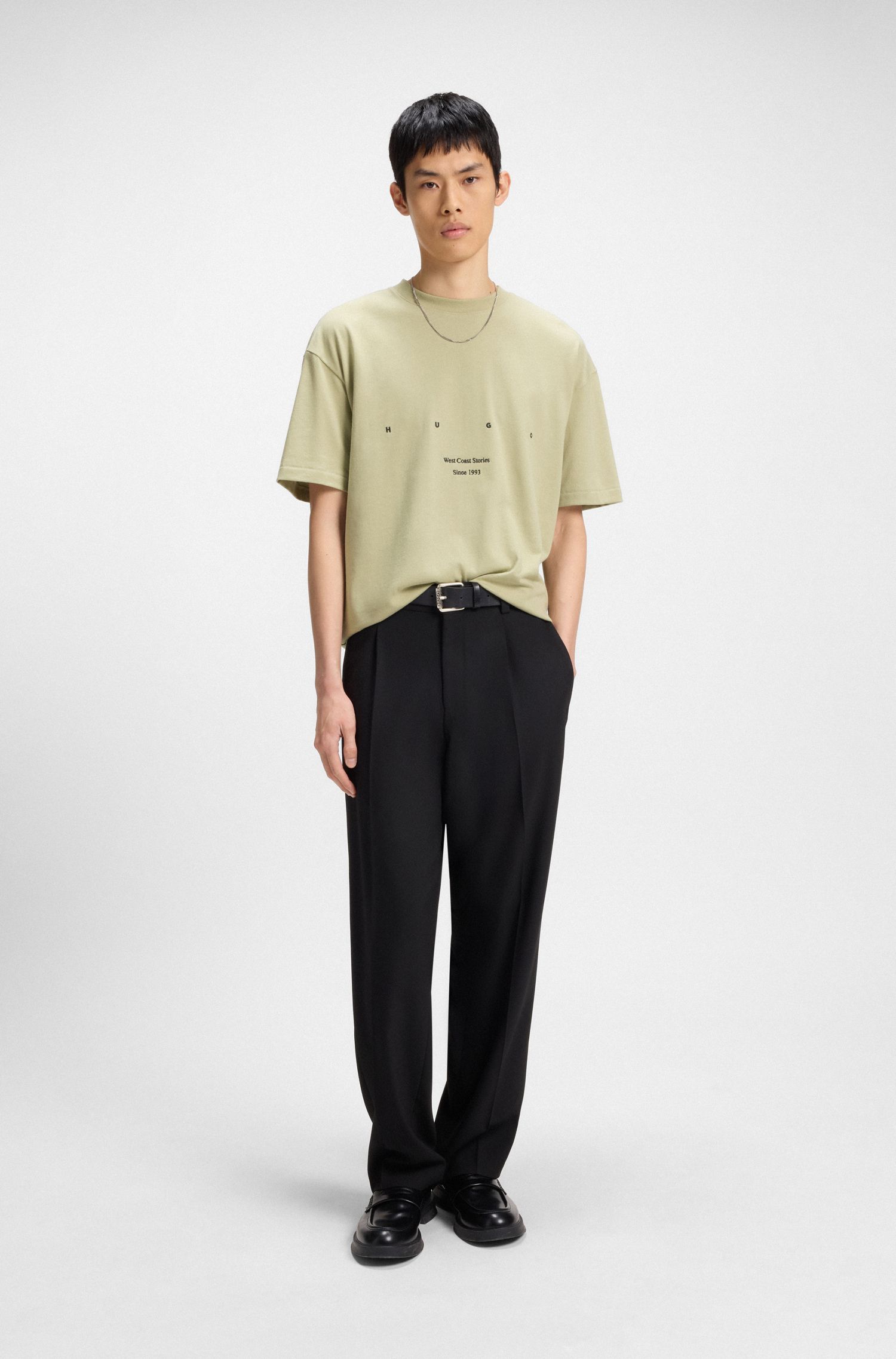 HUGO - Áo thun cotton-jersey in artwork LA