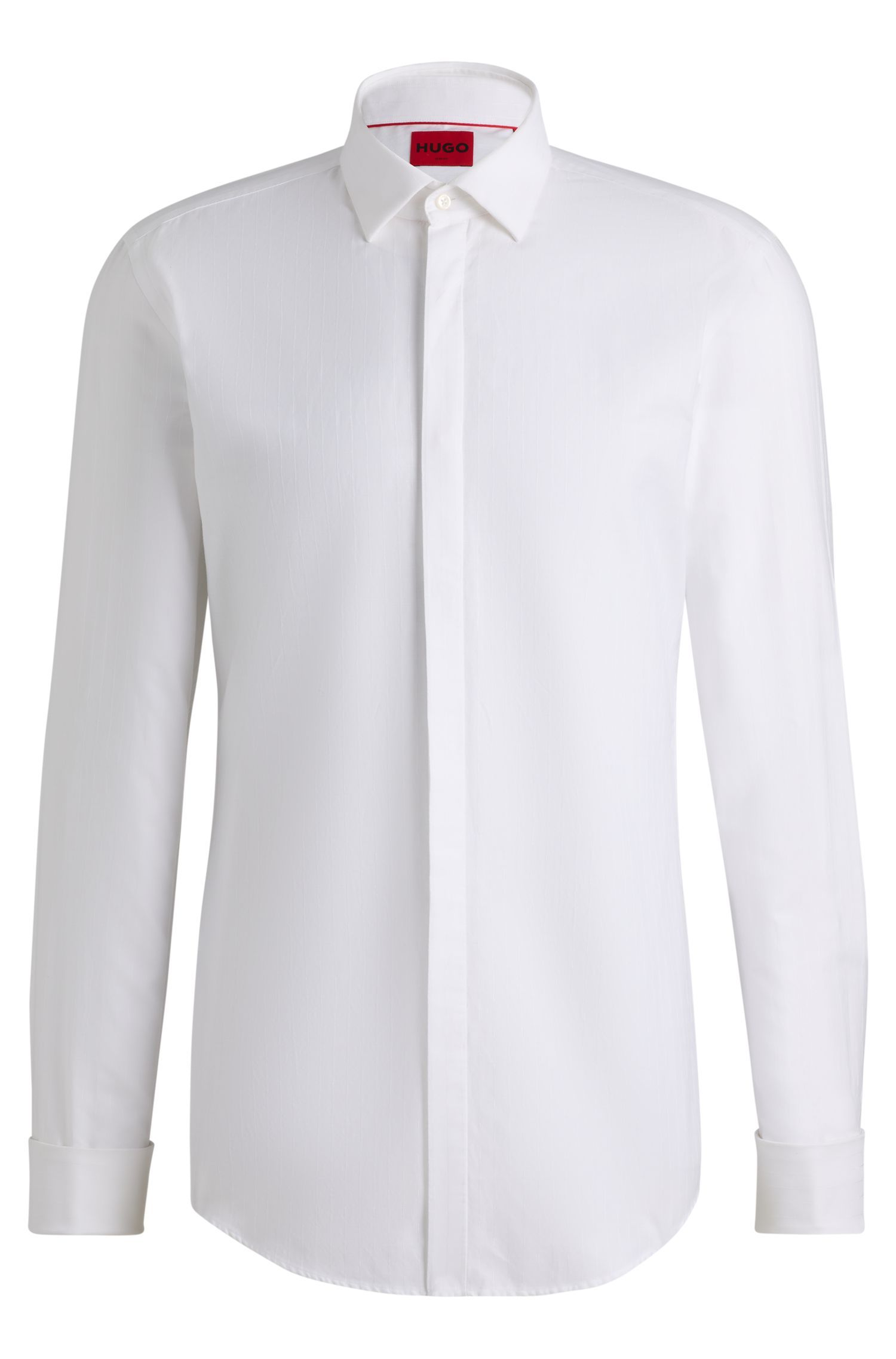 HUGO - Áo sơ mi dáng slim fit vải cotton phối sọc