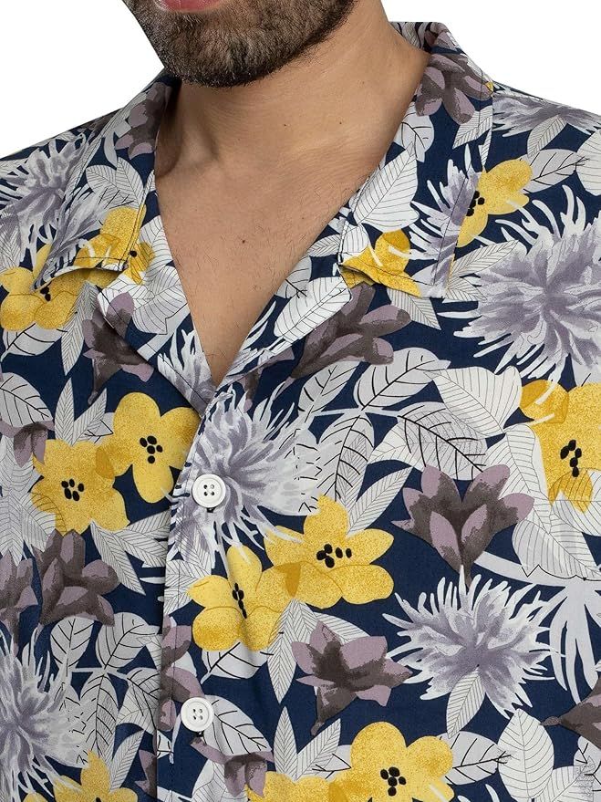 HUGO - Áo sơ mi đi biển dáng relaxed fit có hoa văn
