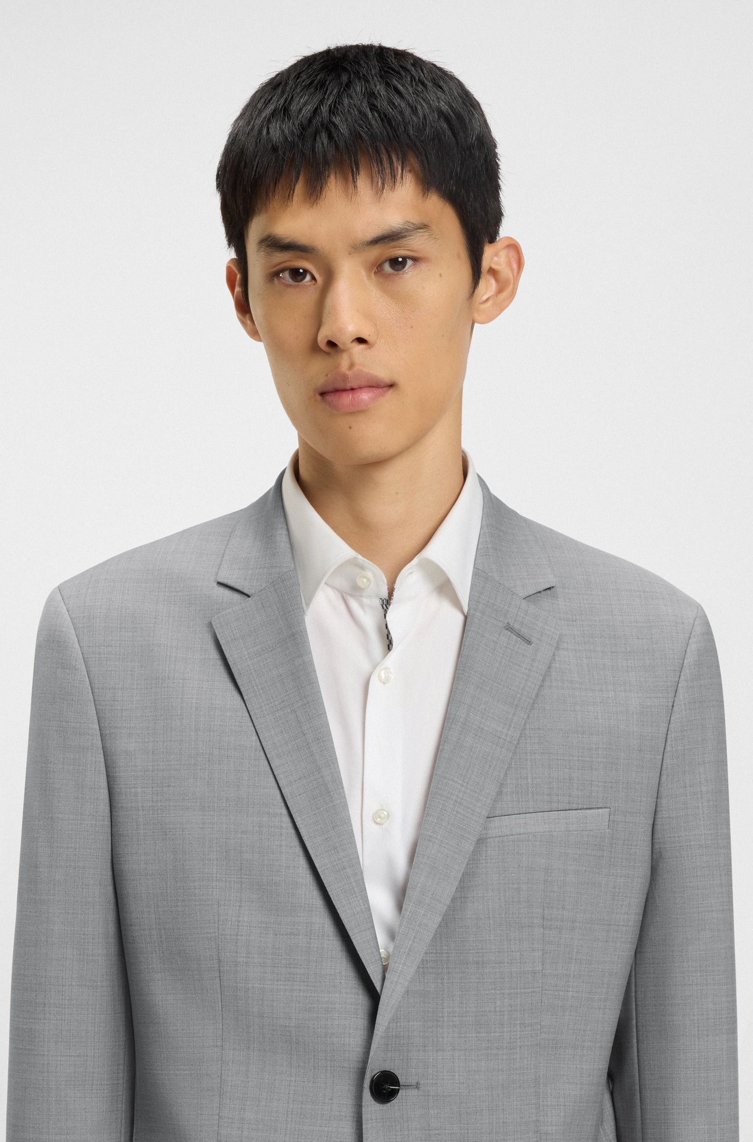 HUGO - Áo blazer dáng extra-slim-fit vải len pha