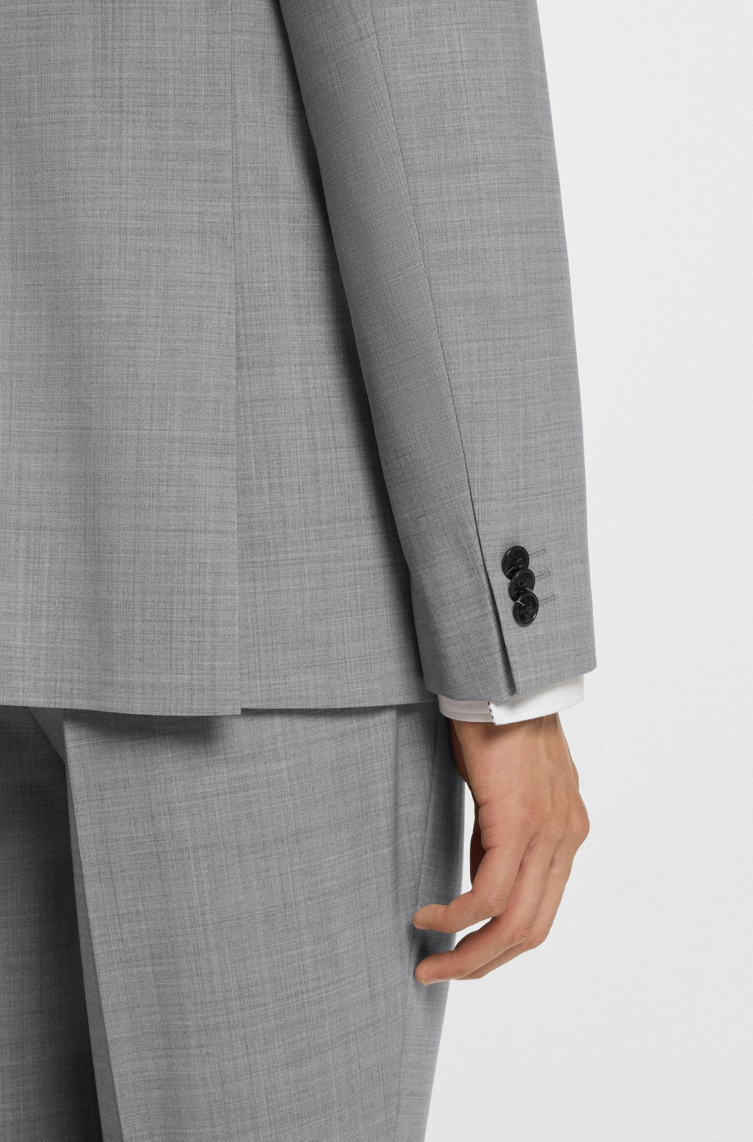HUGO - Áo blazer dáng extra-slim-fit vải len pha