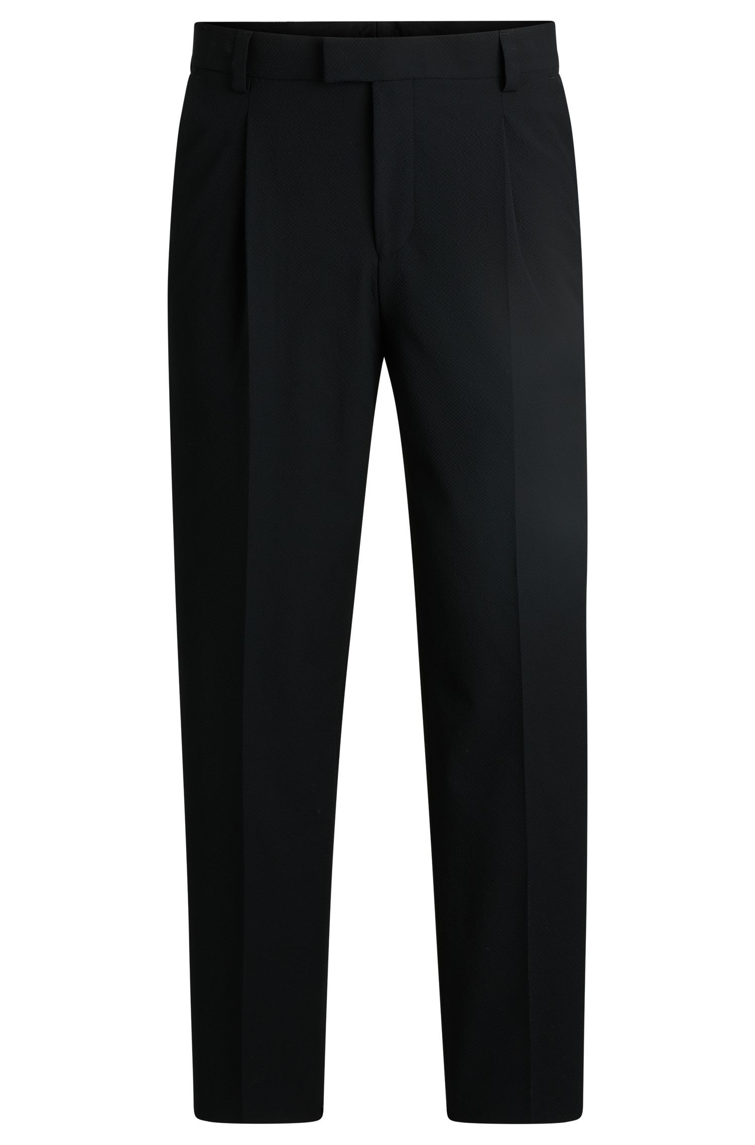 HUGO - Quần tây dáng slim-fit vải seersucker