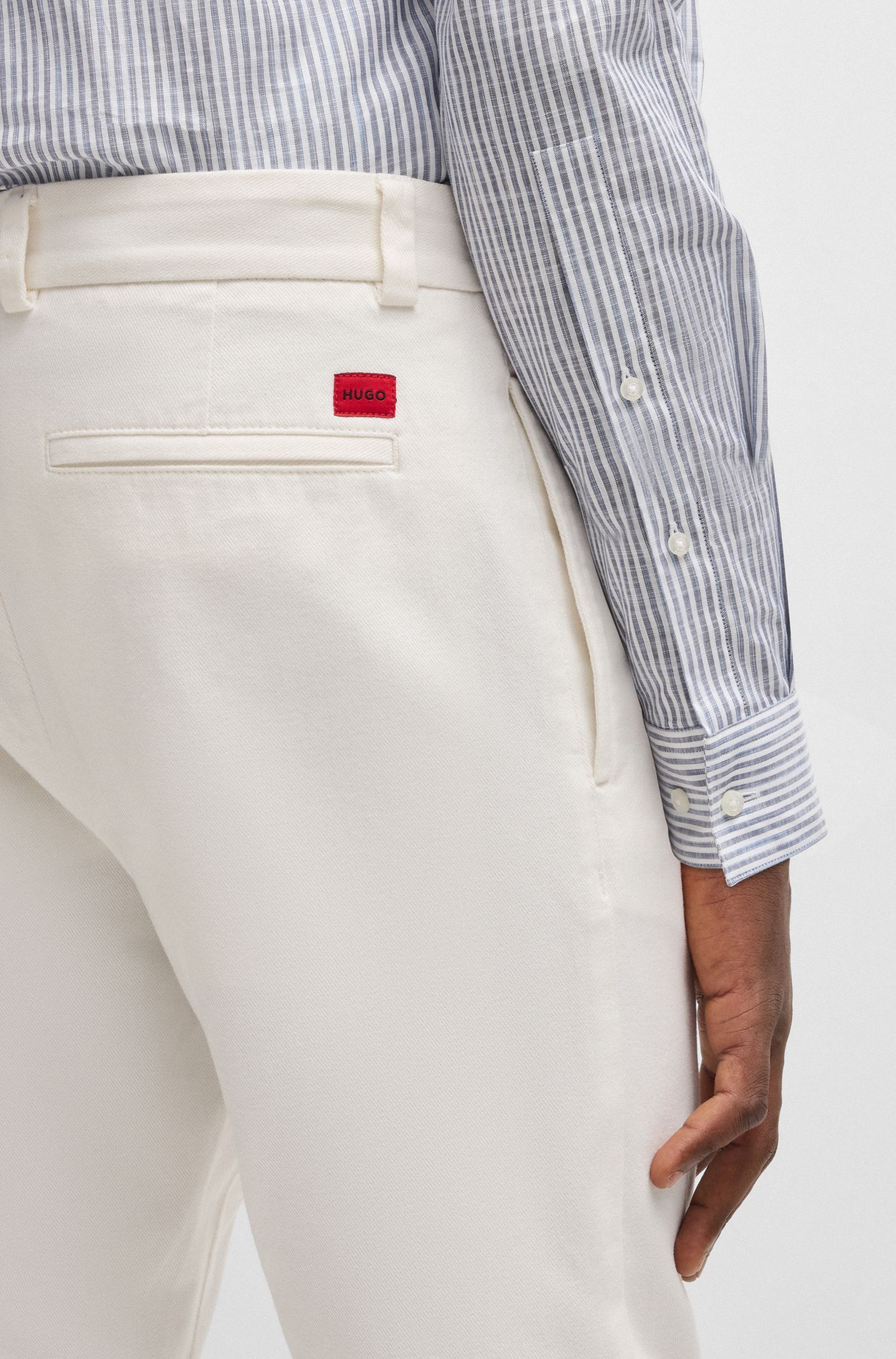 HUGO - Quần tây dáng slim fit vải cotton twill