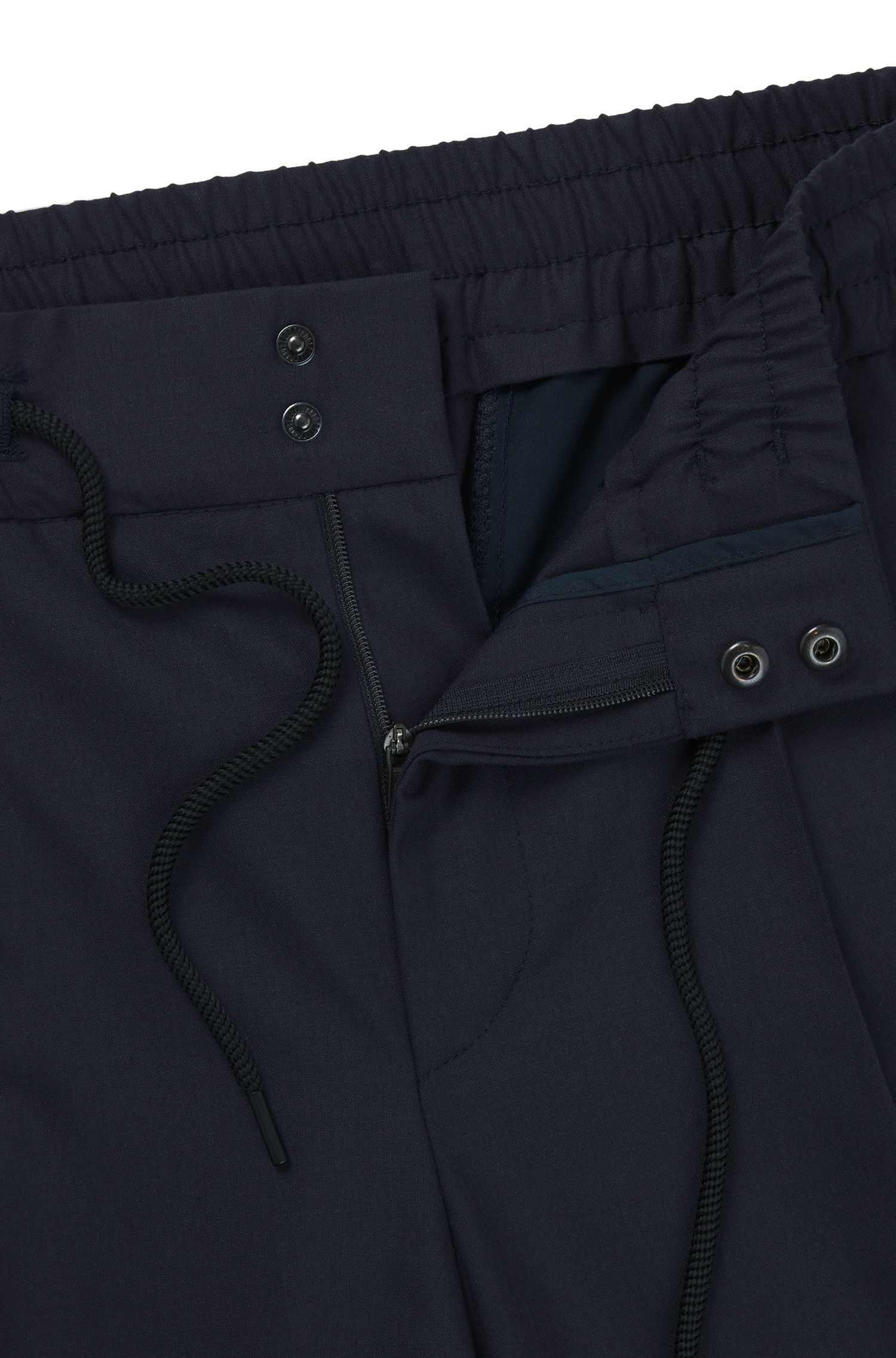 HUGO - Quần tây dáng slim fit vải len pha