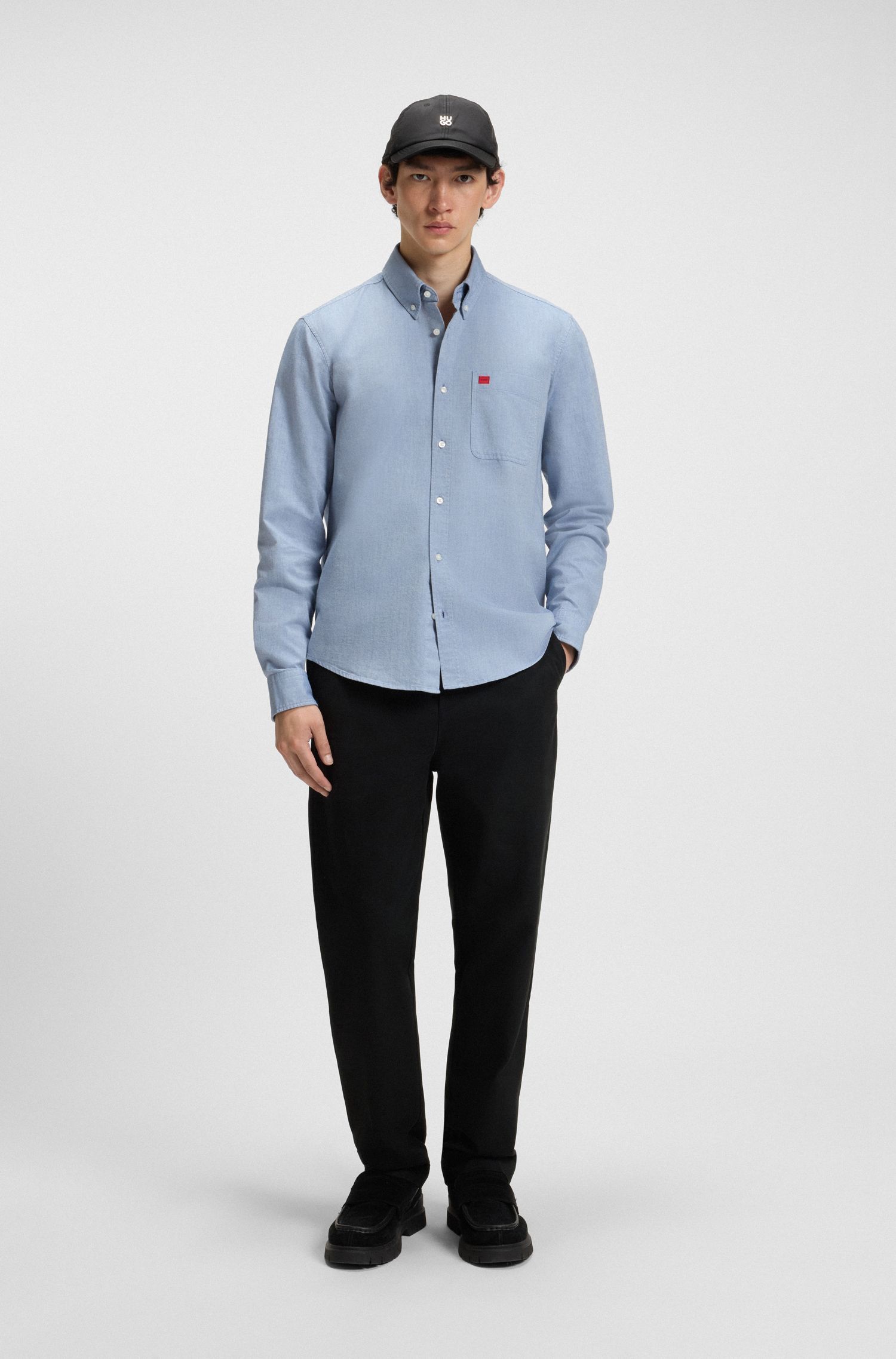 HUGO - Quần chinos dáng slim fit vải cotton twill mercerised