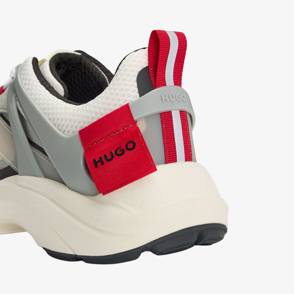 HUGO - Giày thể thao chạy bộ vải lưới và da lộn