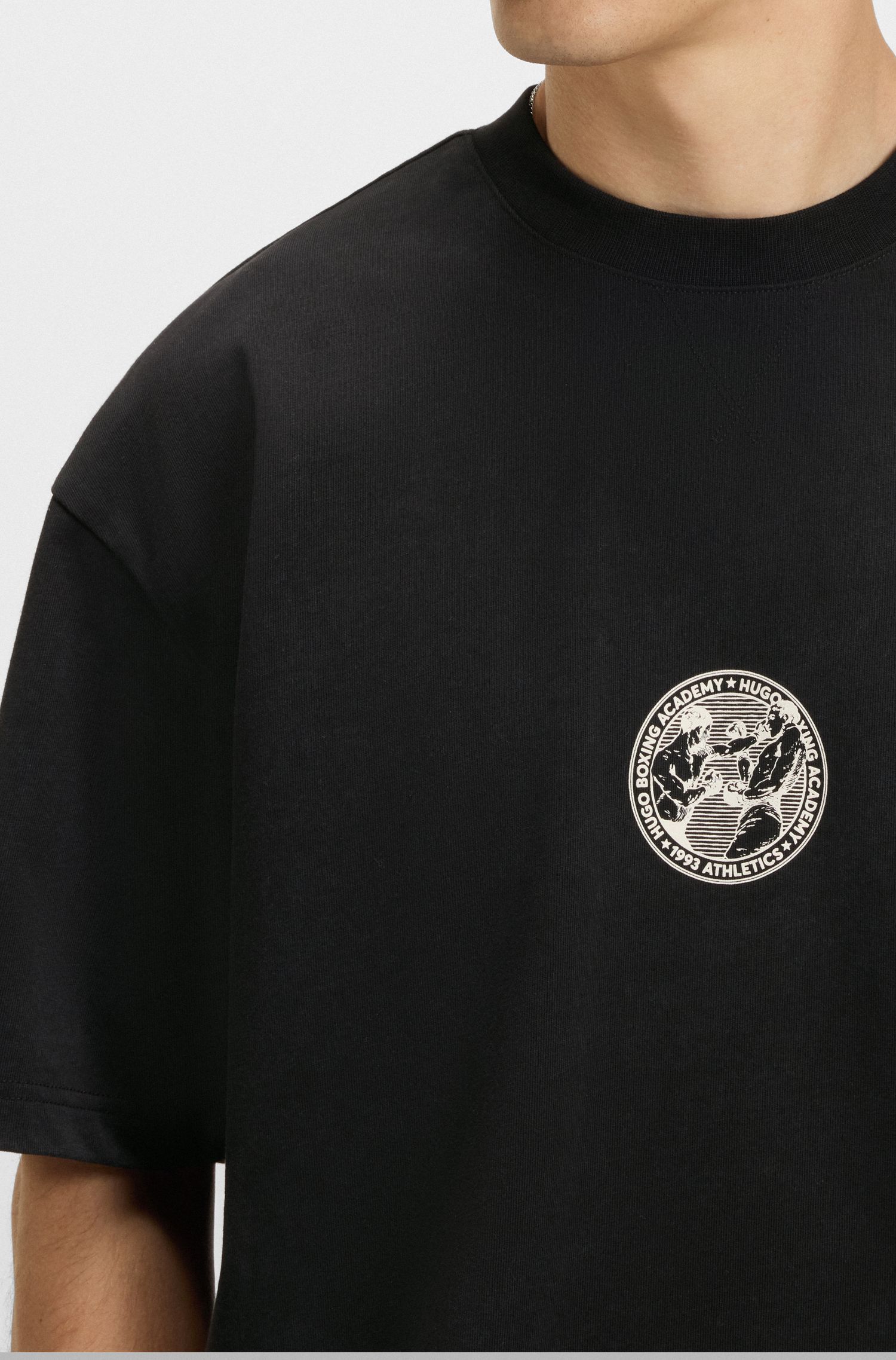HUGO - Áo thun cotton jersey in hình boxing