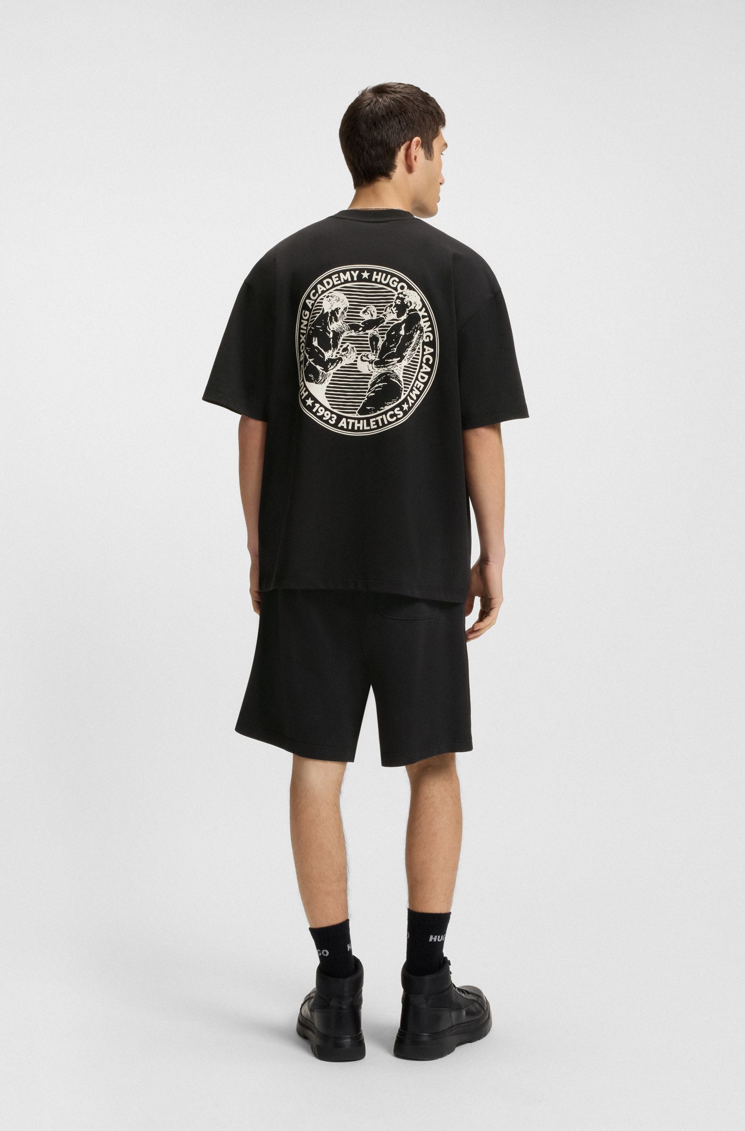 HUGO - Áo thun cotton jersey in hình boxing