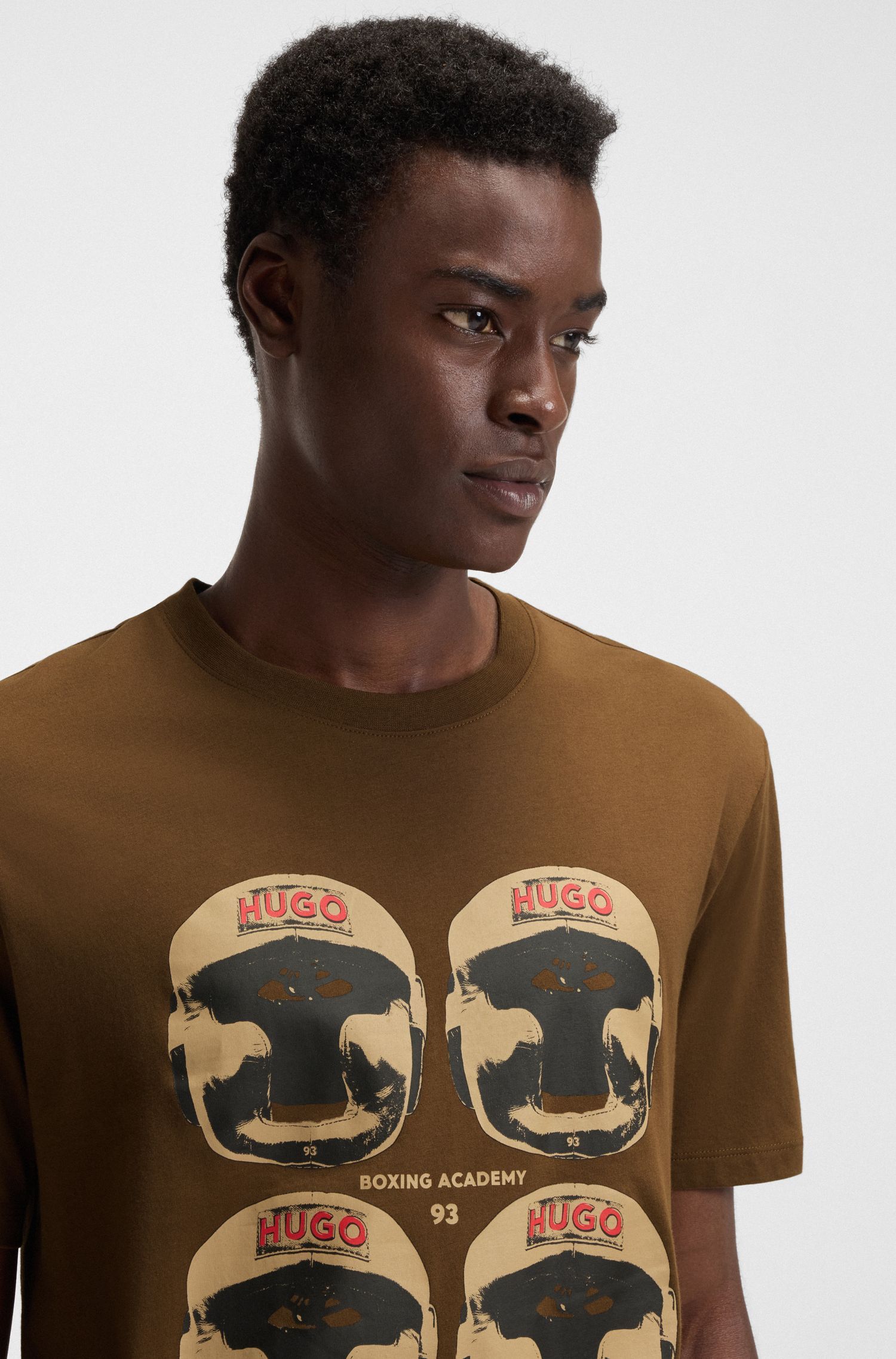 HUGO - Áo thun cotton in hình boxing