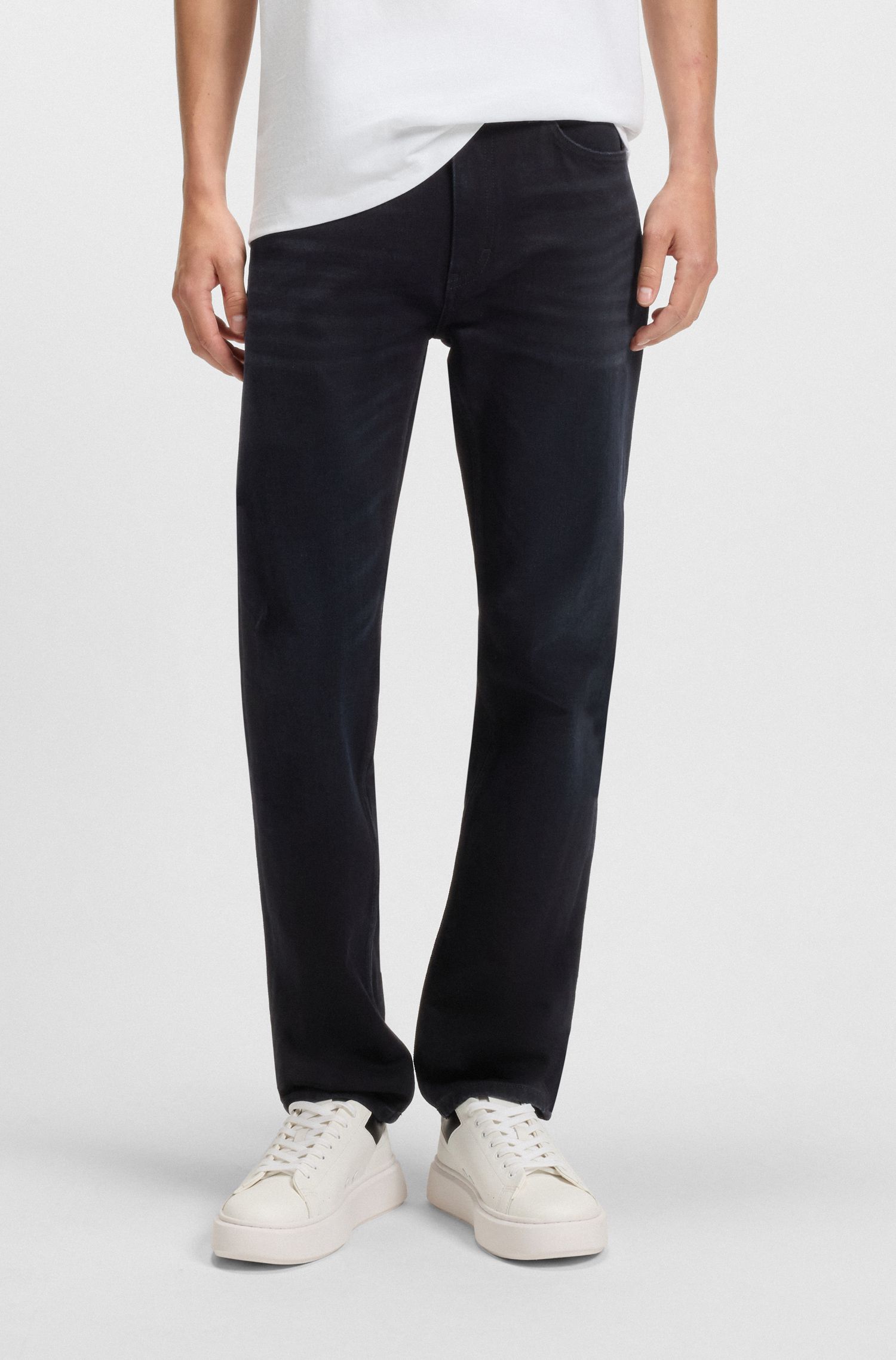Quần jeans nam dáng slim fit vải denim xanh co giãn thoải mái