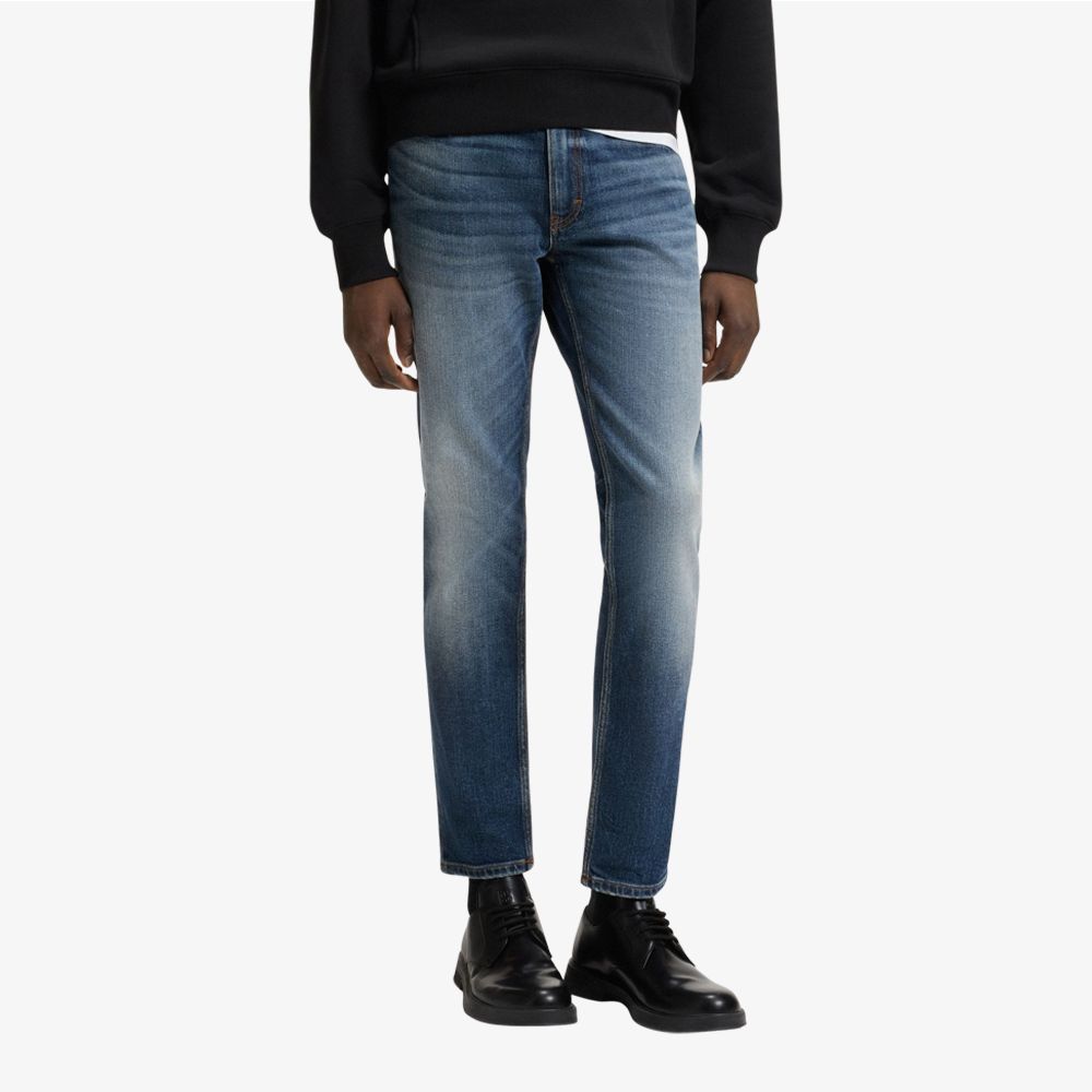 HUGO - Quần jeans dáng extra-slim-fit denim xanh co giãn