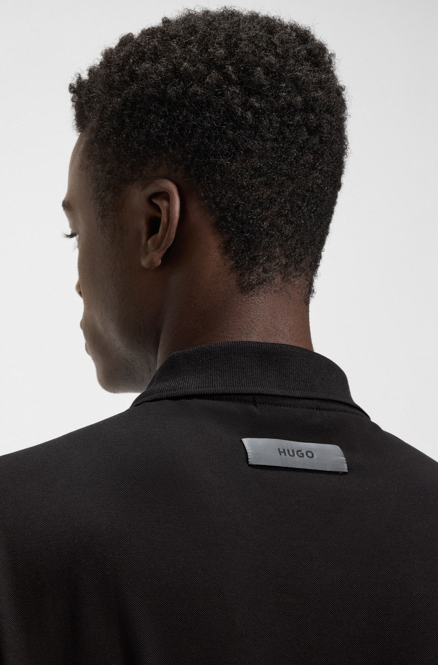 HUGO - Áo polo dáng relaxed fit cotton piqué co giãn mercerized