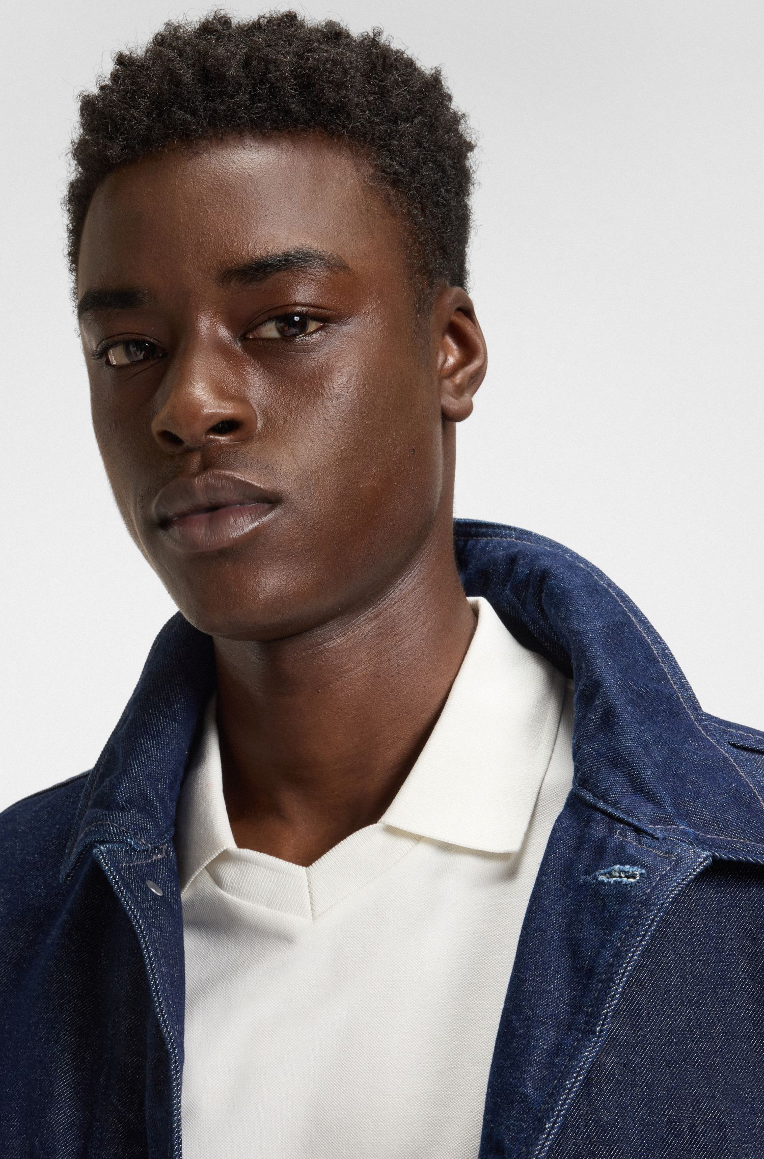 HUGO - Áo polo dáng relaxed fit cotton piqué co giãn mercerized