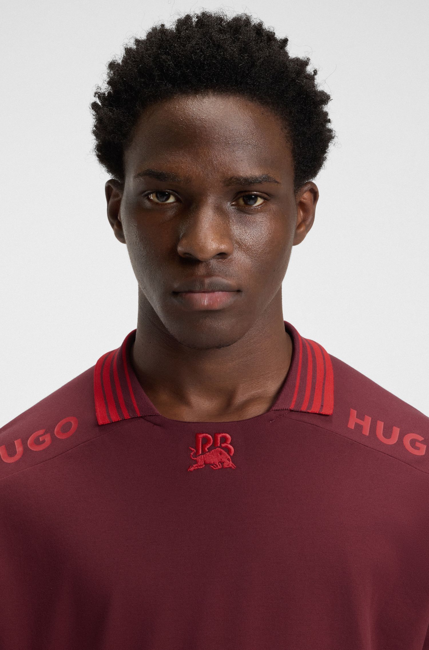 HUGO - Áo polo HUGO x RB có logo và viền phối màu