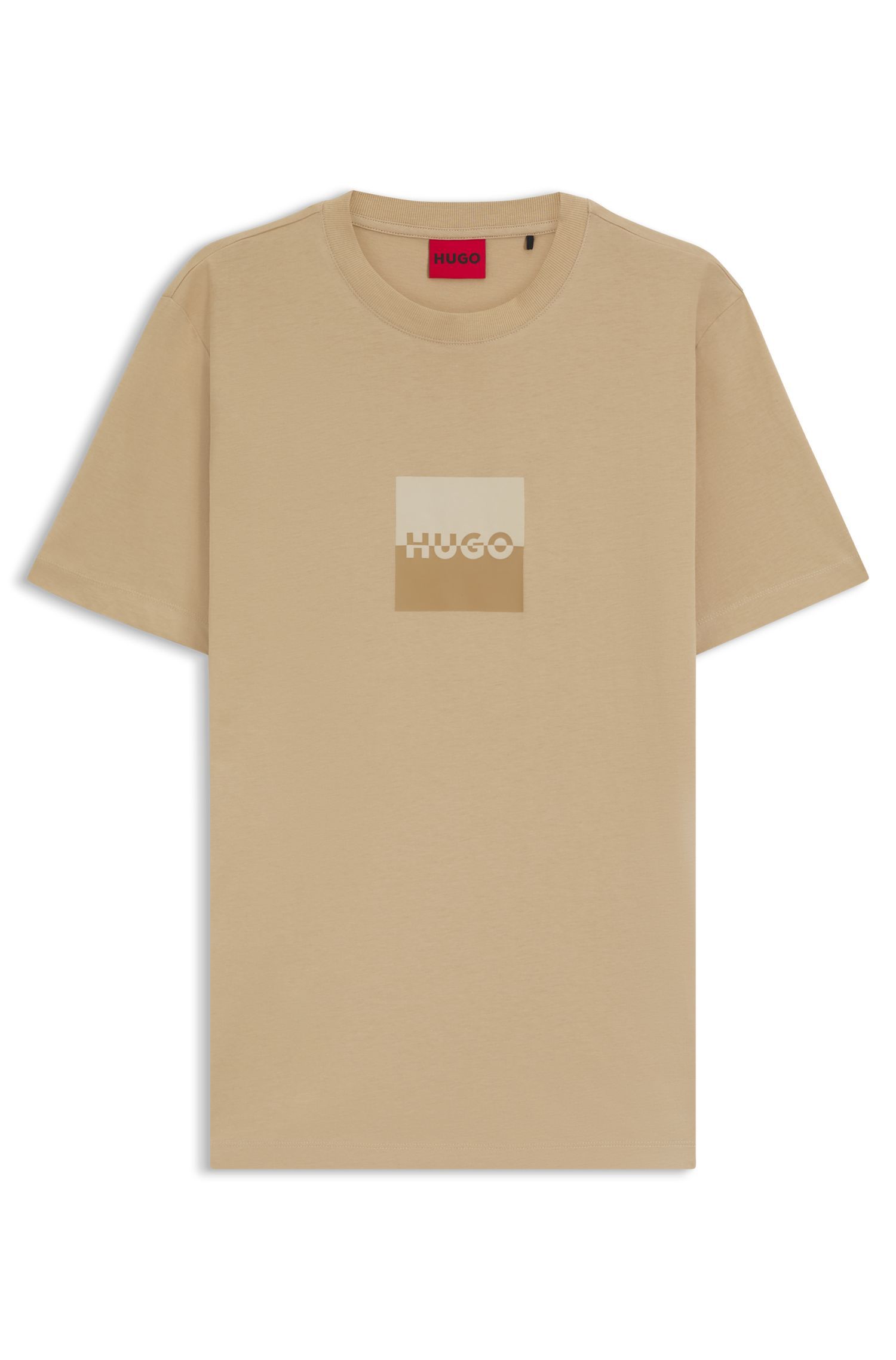 HUGO - Áo thun dáng regular fit cotton jersey in logo tách