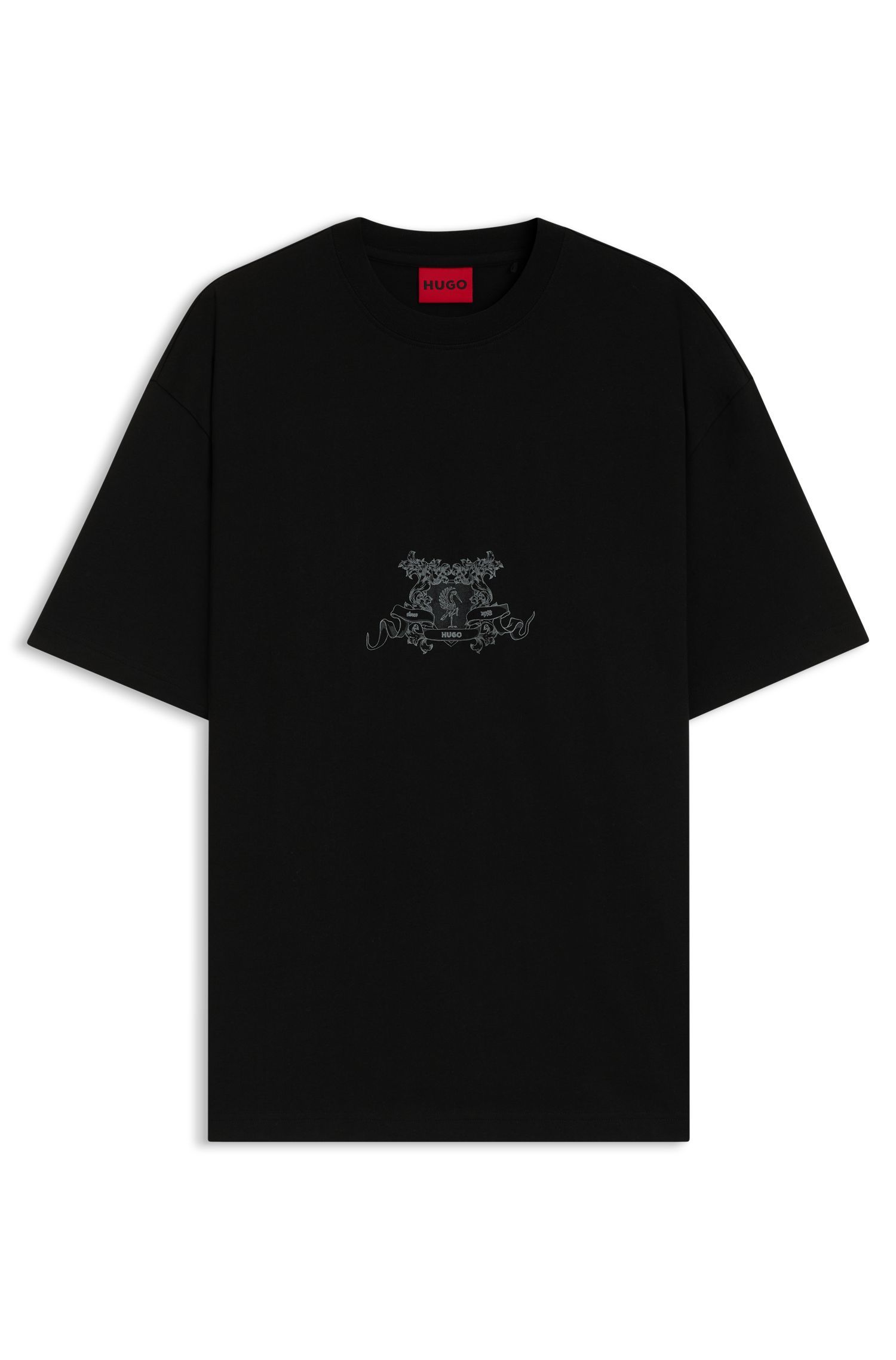 HUGO - Áo thun nam cotton-jersey in họa tiết bộ sưu tập
