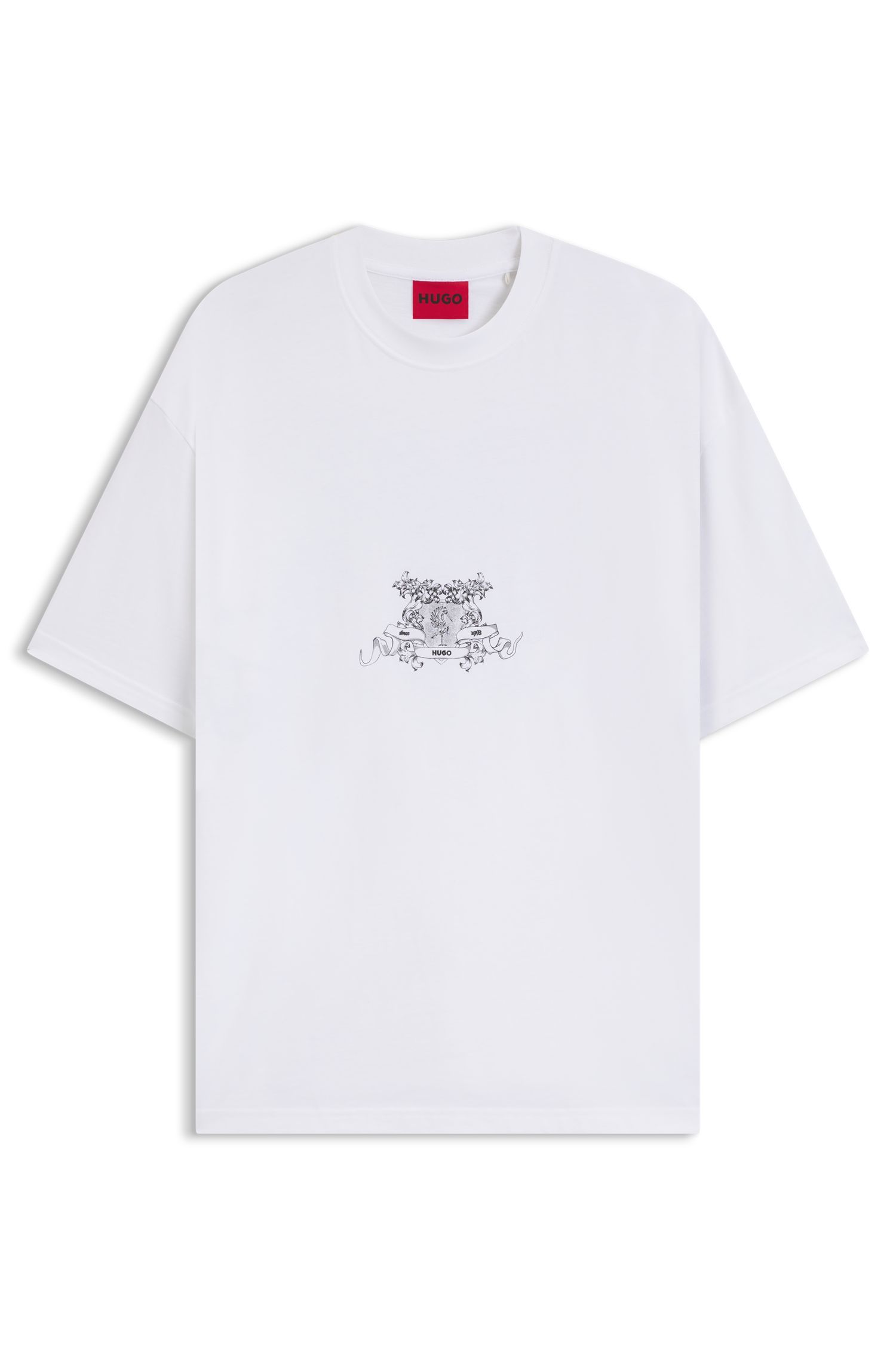 HUGO - Áo thun nam cotton-jersey in họa tiết bộ sưu tập