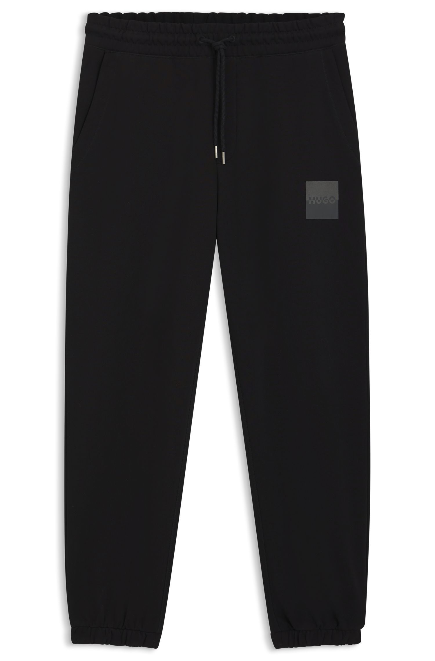 HUGO - Quần jogger dáng relaxed fit vải cotton terry họa tiết logo tách