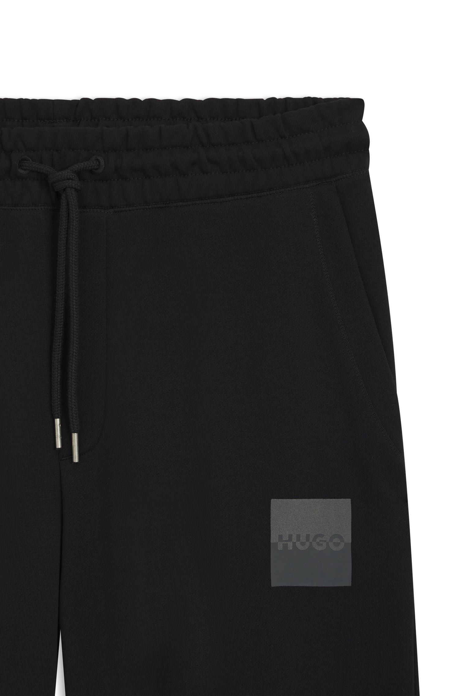 HUGO - Quần jogger dáng relaxed fit vải cotton terry họa tiết logo tách