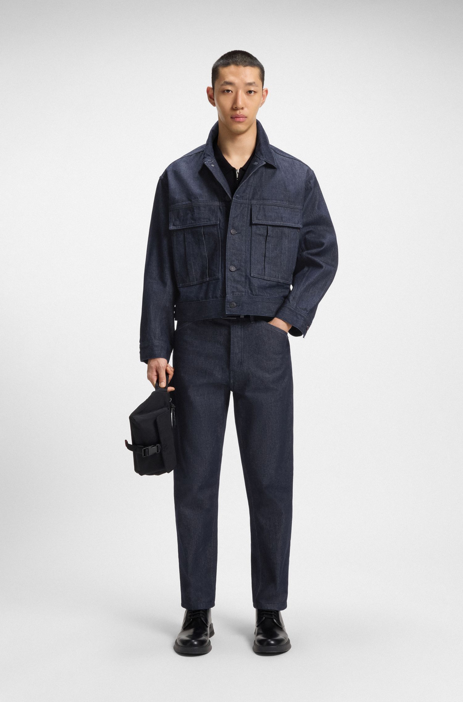 HUGO - Quần jeans dáng relaxed fit denim Nhật