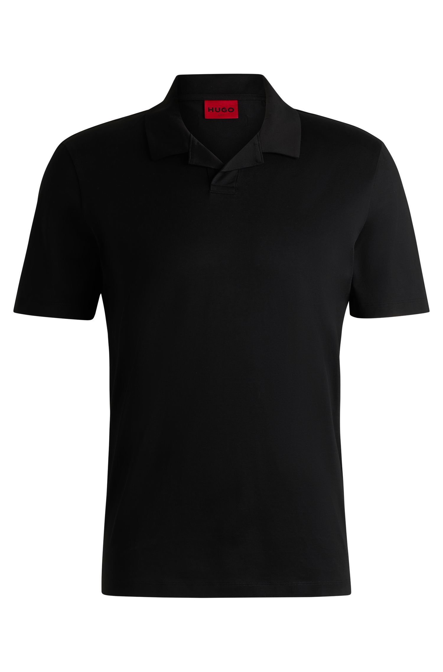Áo polo dáng slim fit vải cotton mercerized với cổ Johnny