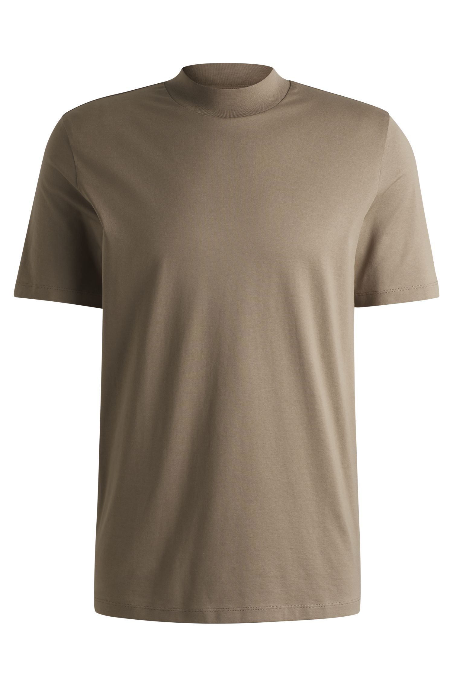 Áo thun cổ đứng dáng slim-fit vải cotton co giãn
