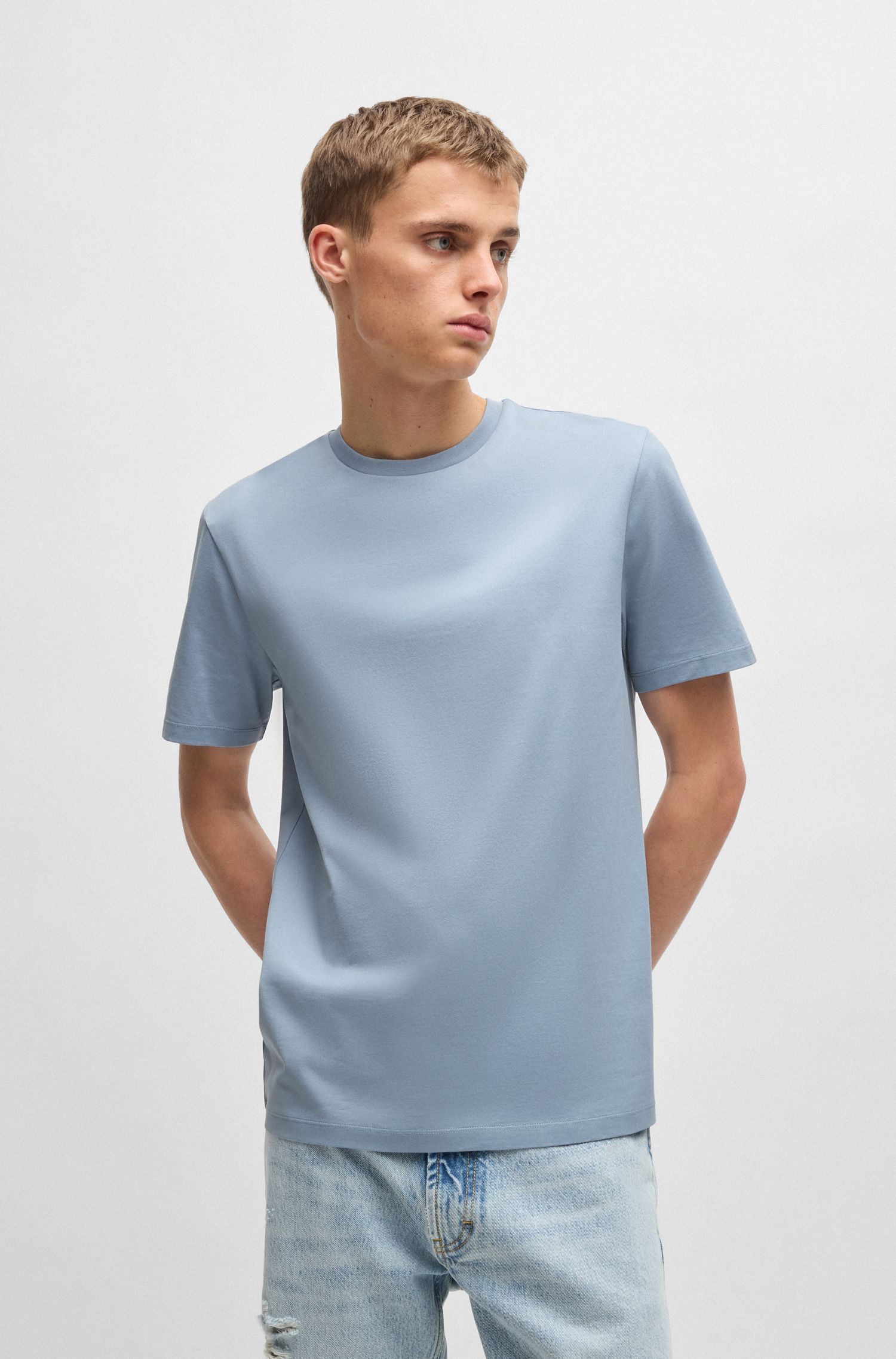 Áo thun dáng slim fit vải cotton mercerised