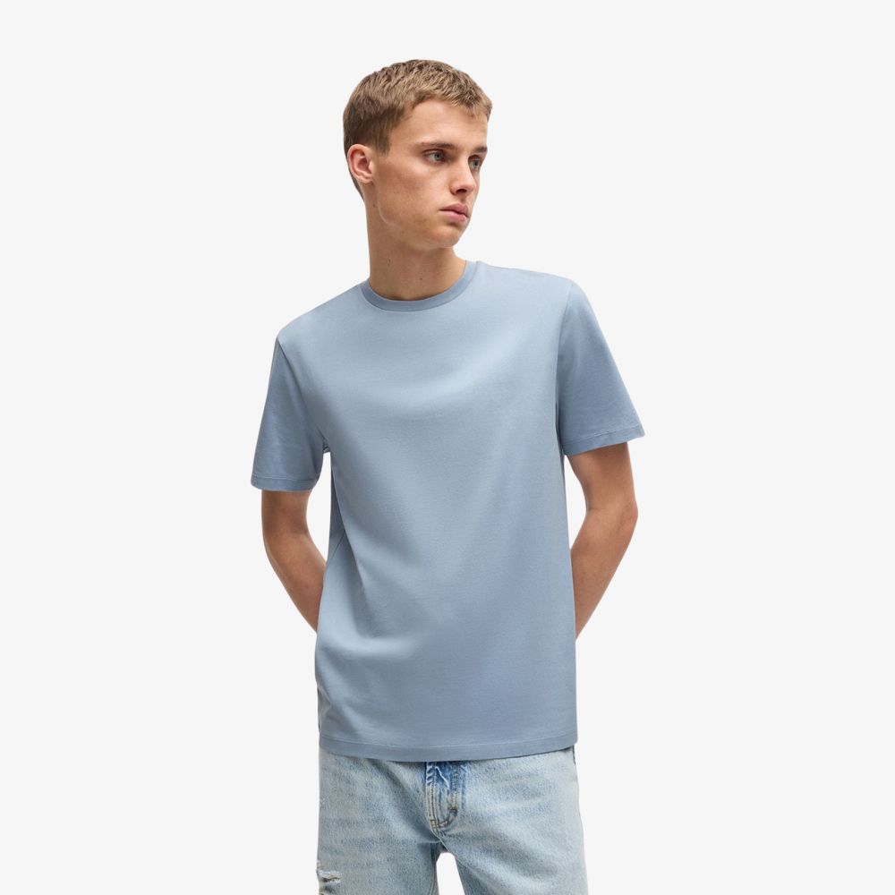 HUGO - Áo thun dáng slim fit vải cotton mercerised
