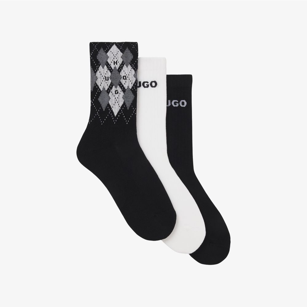 HUGO - Set 3 đôi tất ngắn vải cotton pha