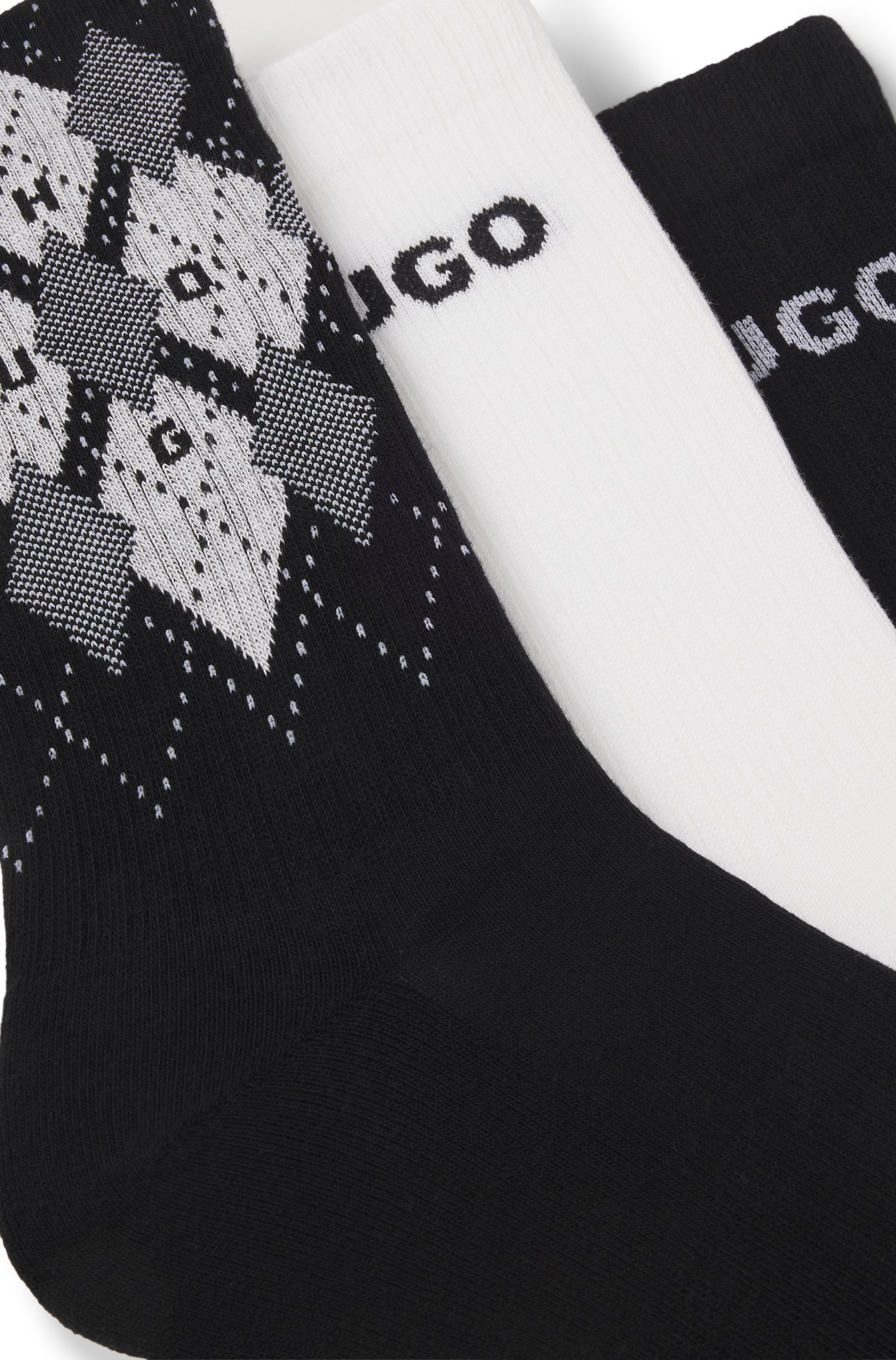 HUGO - Set 3 đôi tất ngắn vải cotton pha