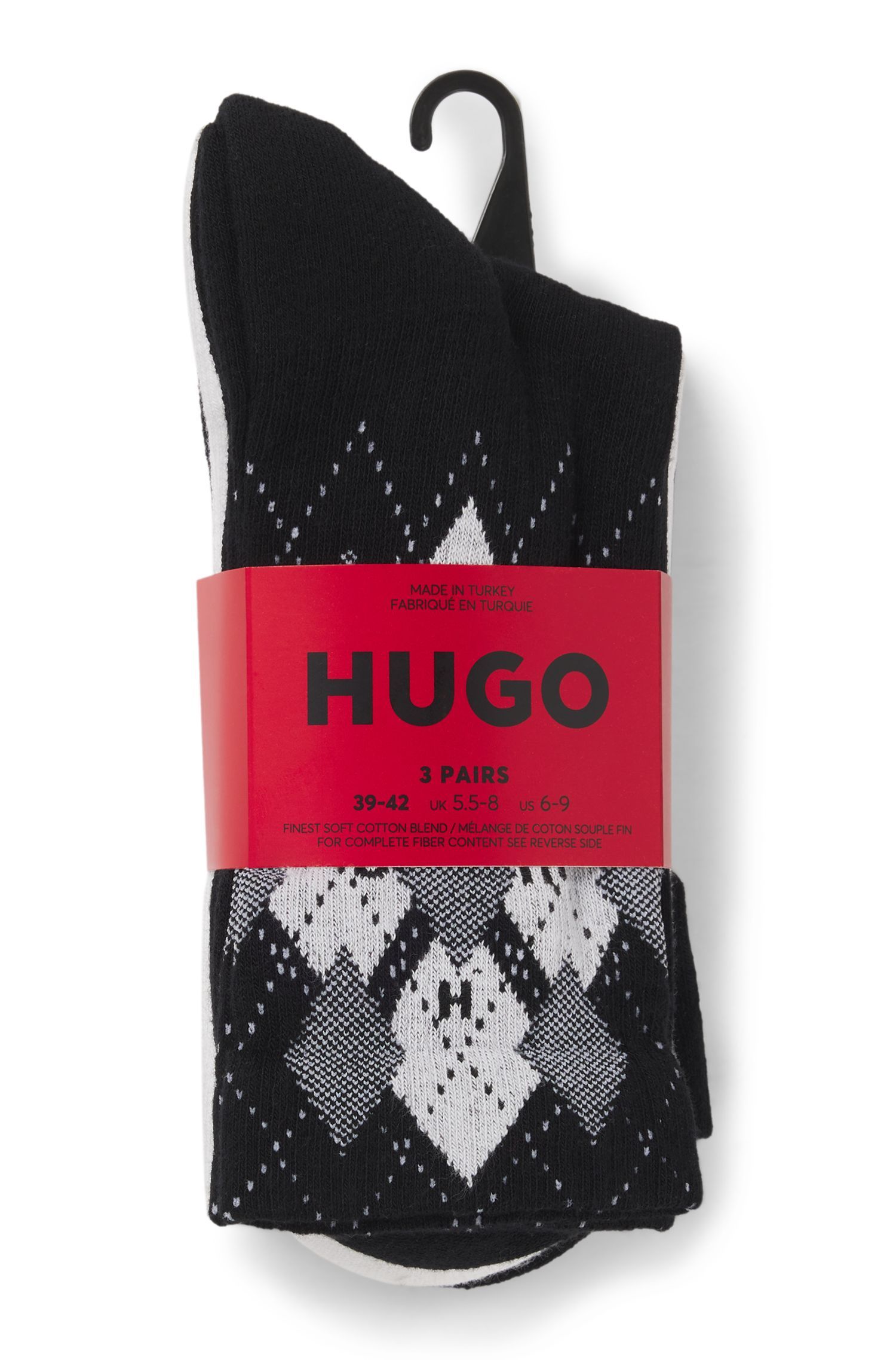 HUGO - Set 3 đôi tất ngắn vải cotton pha