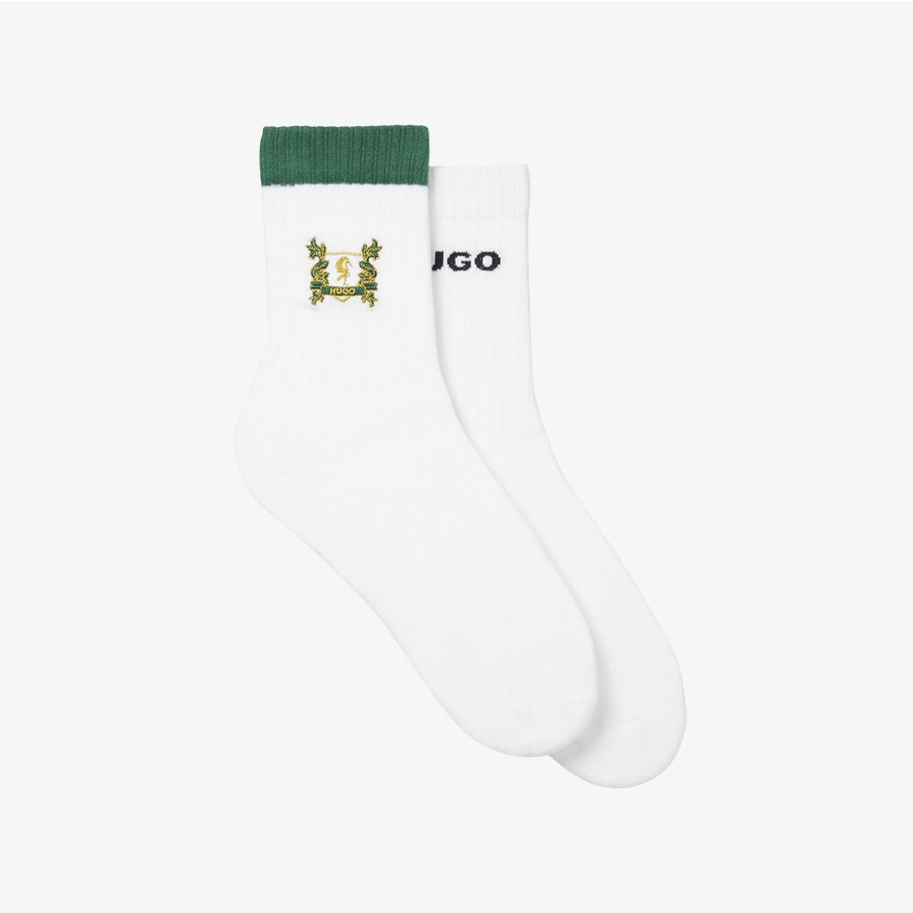 HUGO - Set 2 đôi tất ngắn vải cotton pha thêu logo