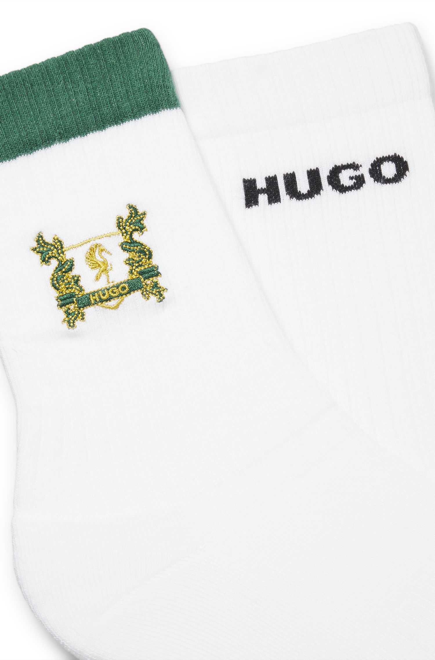 HUGO - Set 2 đôi tất ngắn vải cotton pha thêu logo