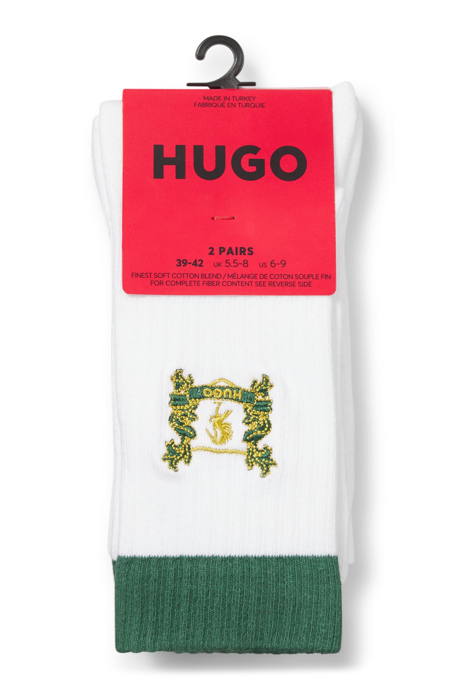 HUGO - Set 2 đôi tất ngắn vải cotton pha thêu logo