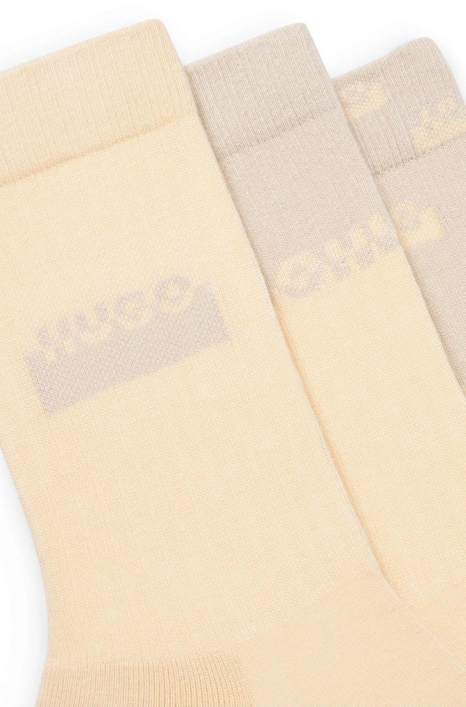 HUGO - Bộ ba đôi tất cổ ngắn họa tiết logo tách rời