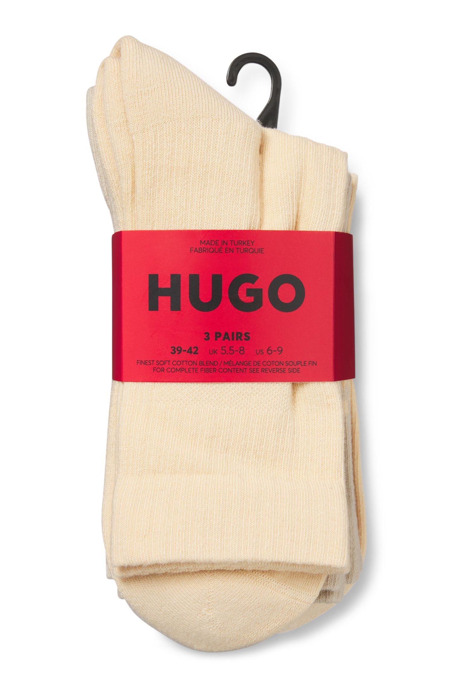HUGO - Bộ ba đôi tất cổ ngắn họa tiết logo tách rời