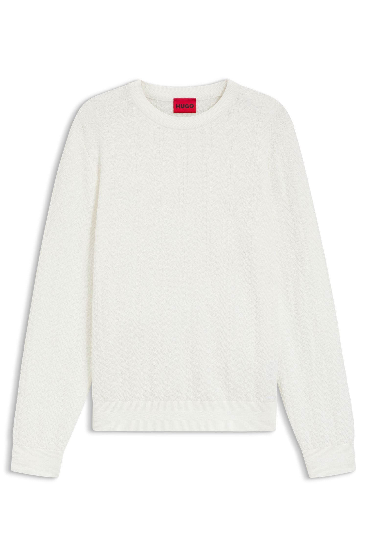HUGO - Áo len nam vải cotton họa tiết herringbone