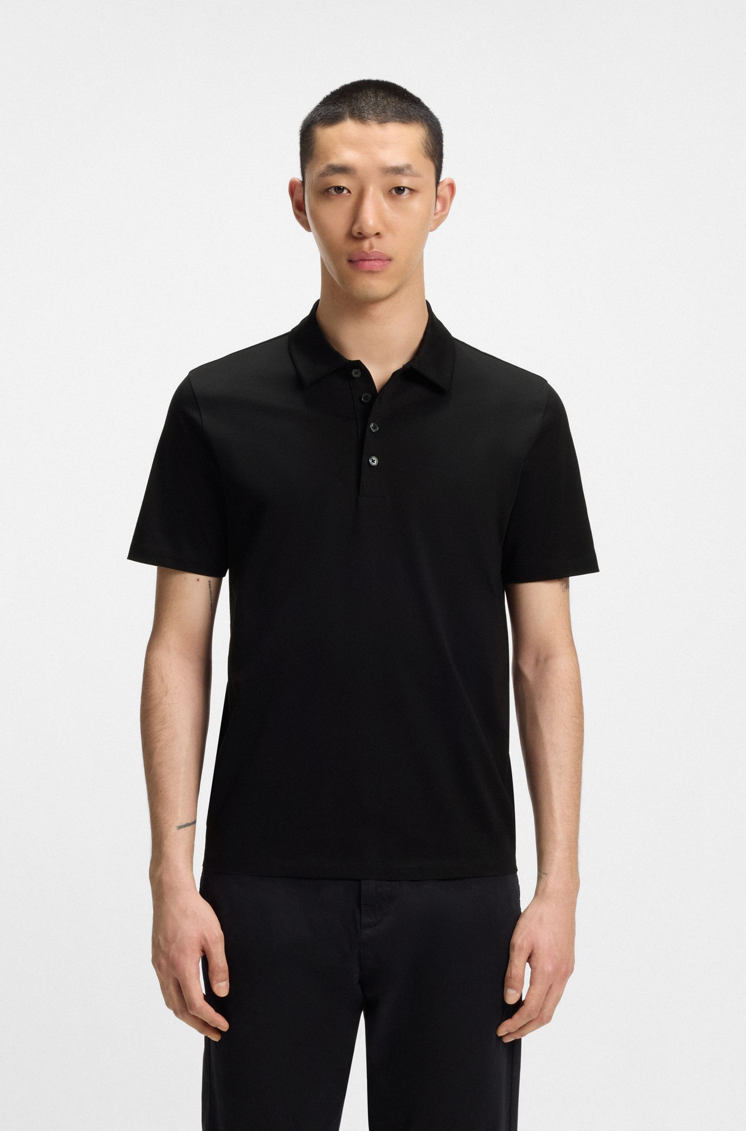 Áo polo dáng slim fit cotton mercerized