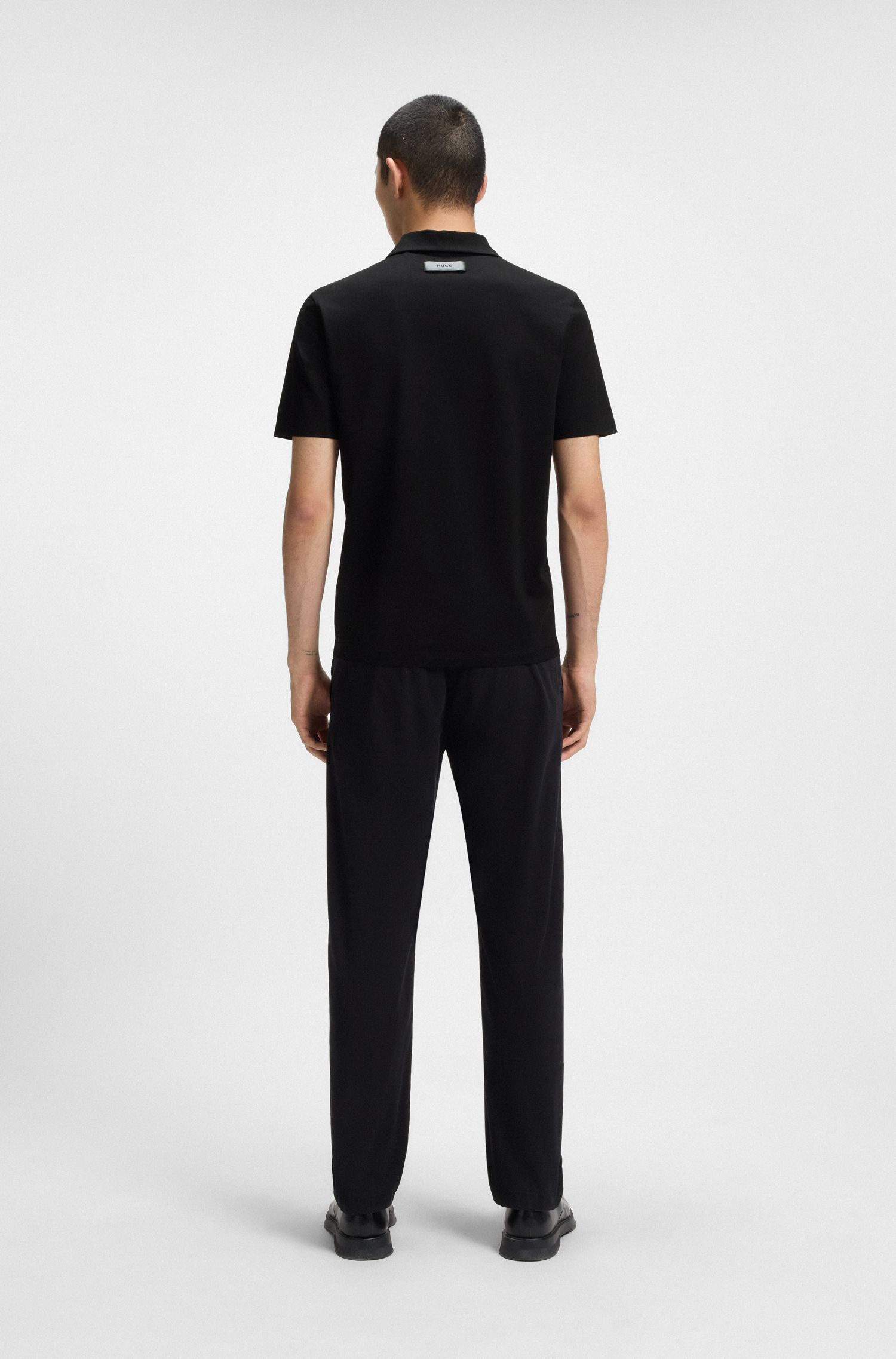HUGO - Áo polo dáng slim fit cotton mercerized