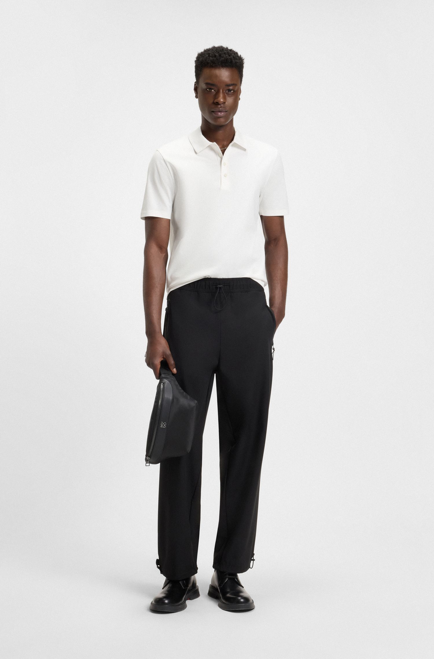 HUGO - Áo polo dáng slim fit cotton mercerized