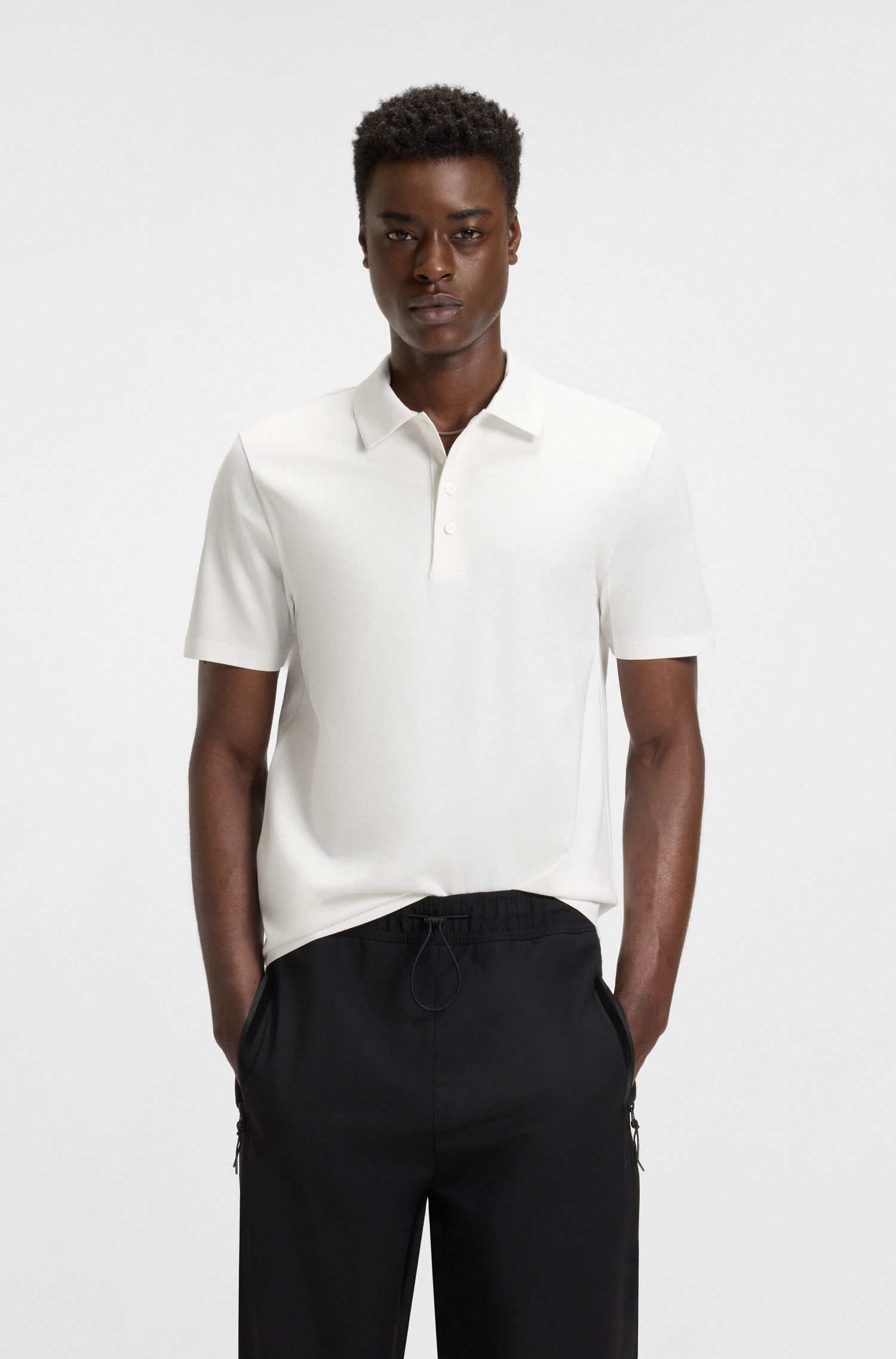 HUGO - Áo polo dáng slim fit cotton mercerized