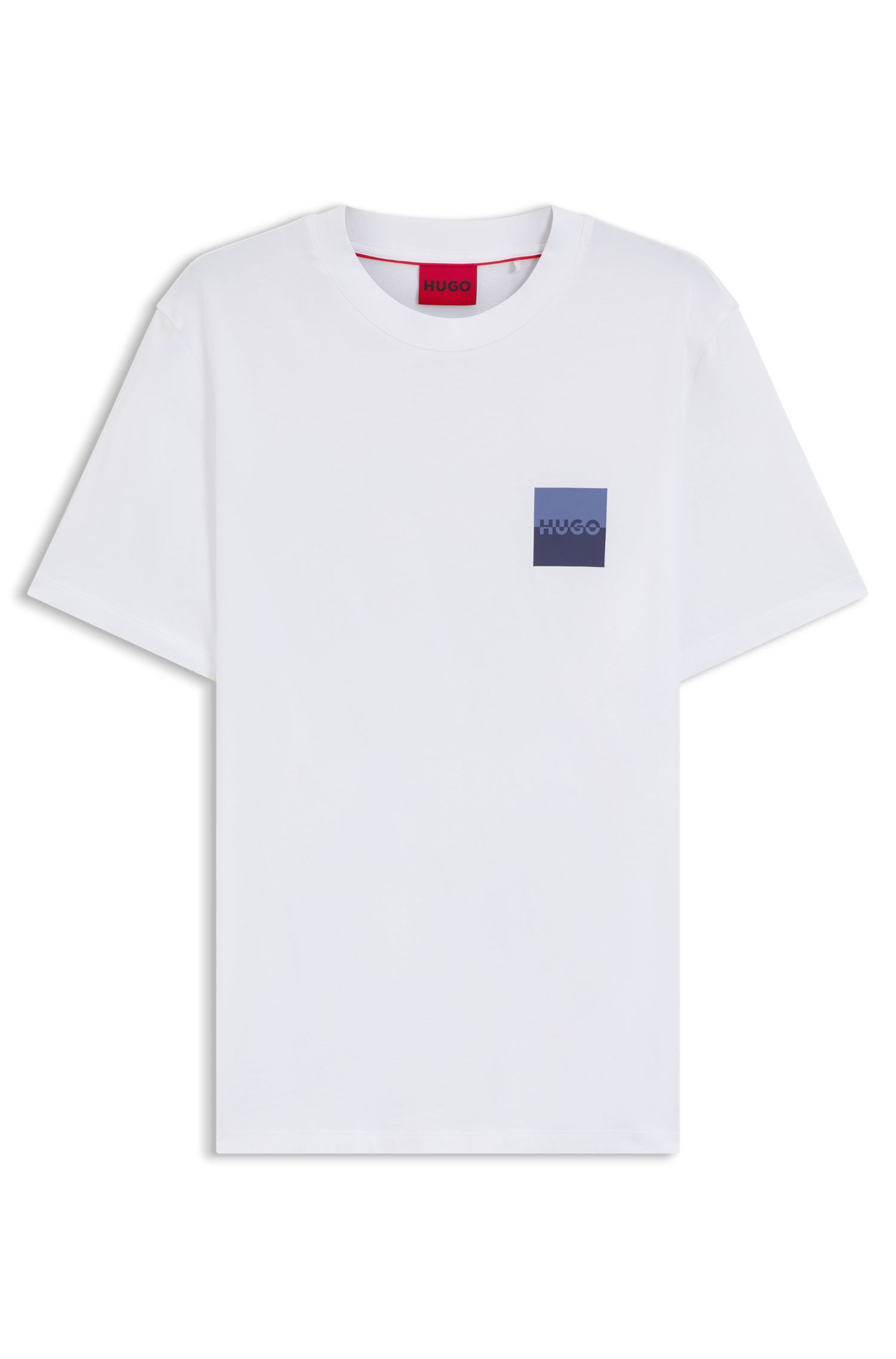 HUGO - Áo thun cotton jersey in logo tách