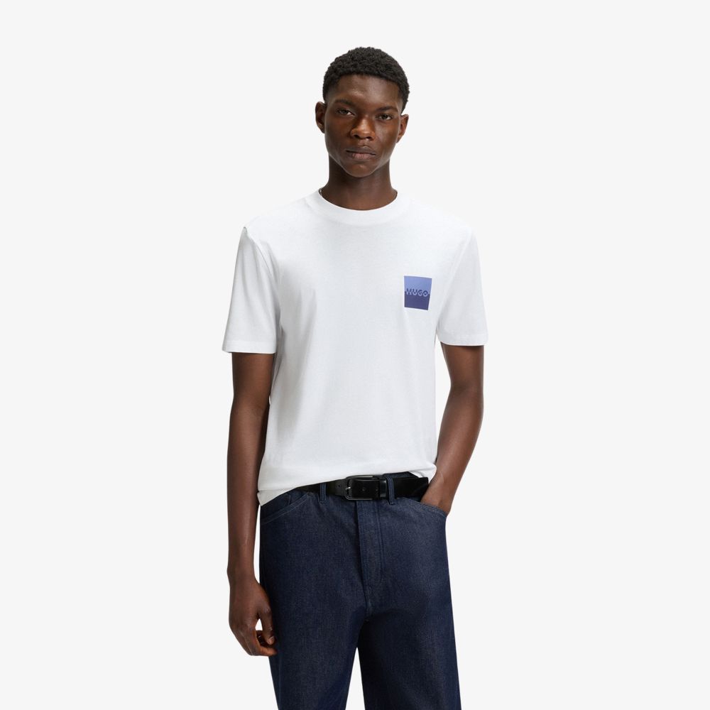 HUGO - Áo thun cotton jersey in logo tách