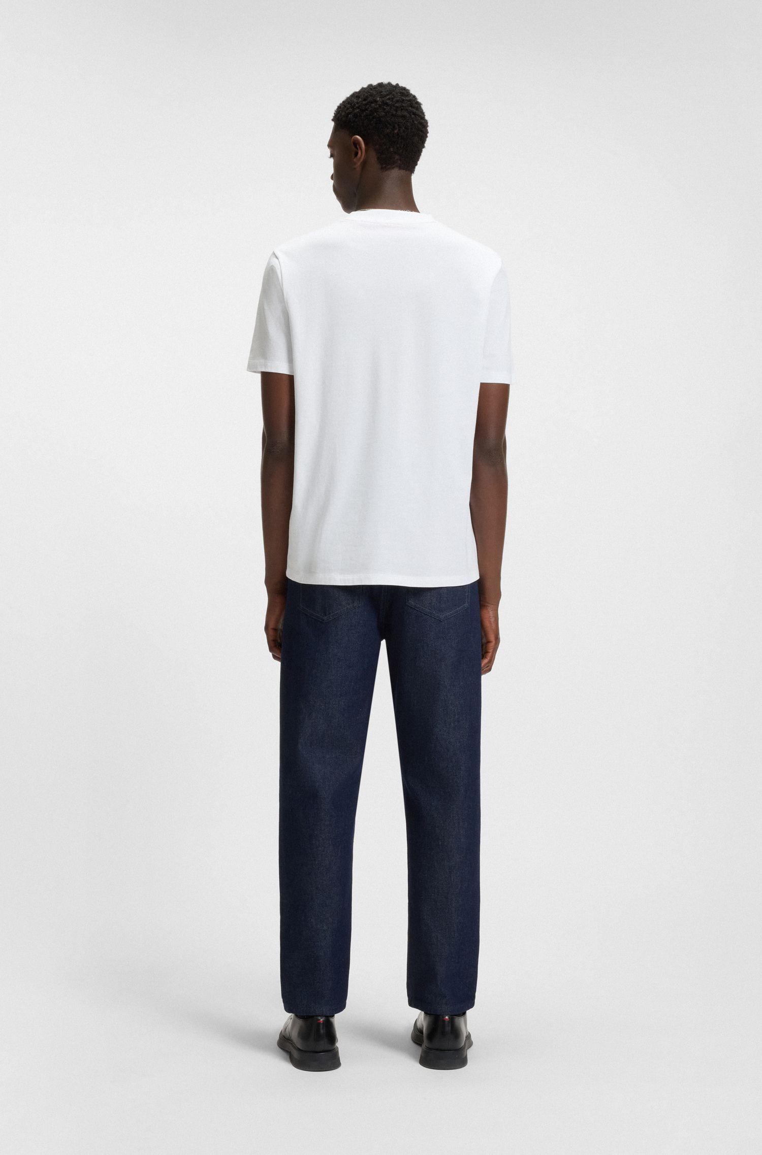 HUGO - Áo thun cotton jersey in logo tách