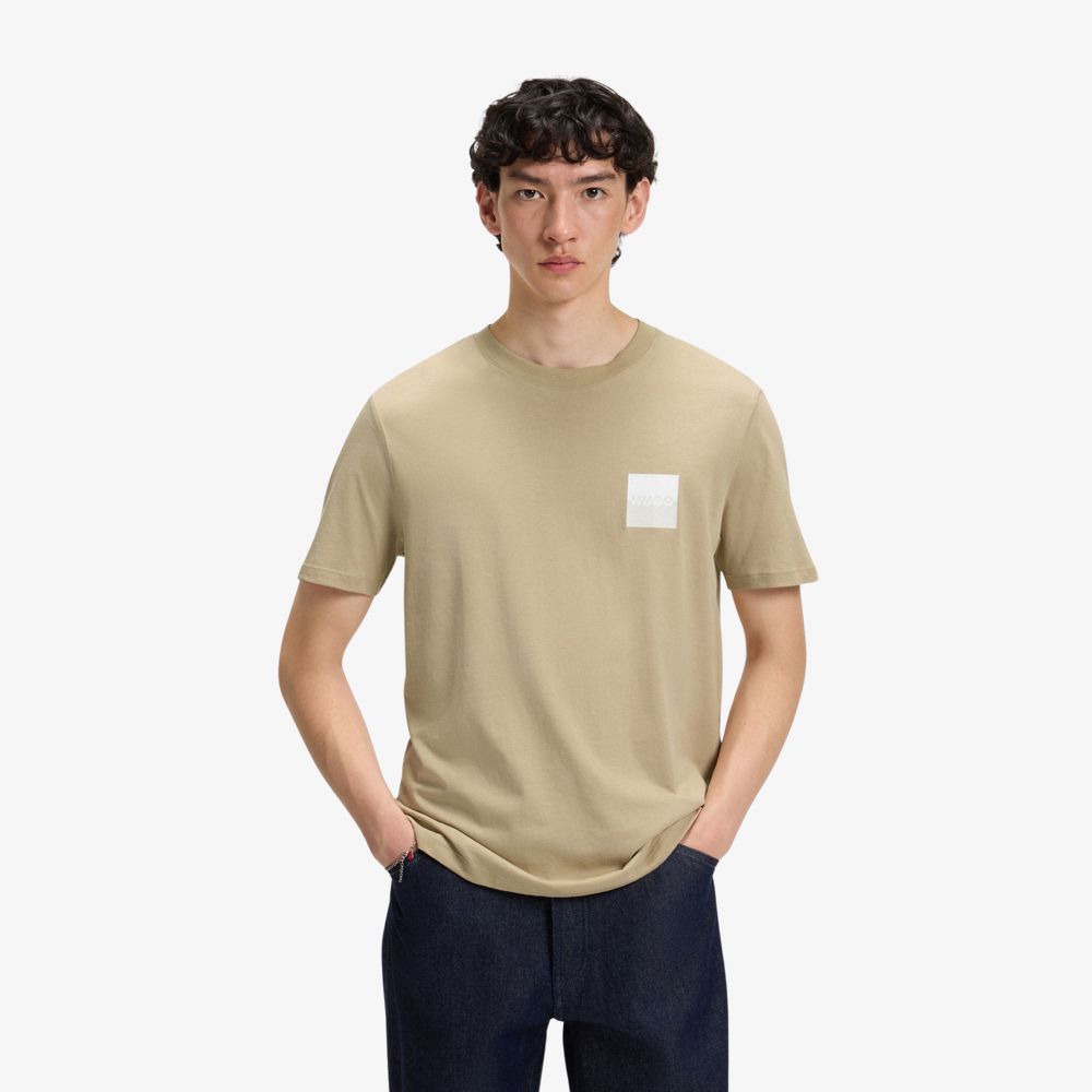 HUGO - Áo thun cotton jersey in logo tách