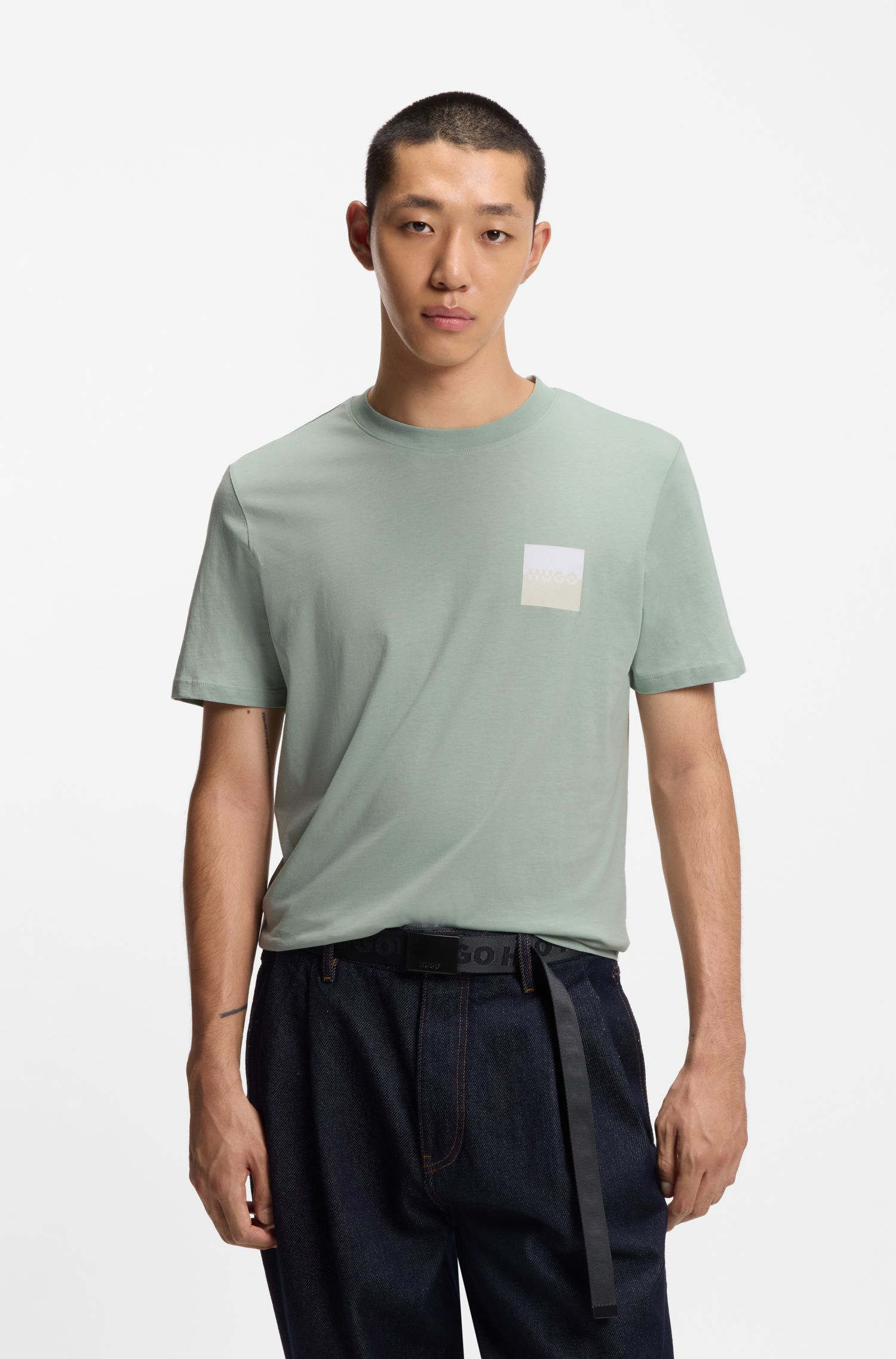 Áo thun cotton jersey in logo tách