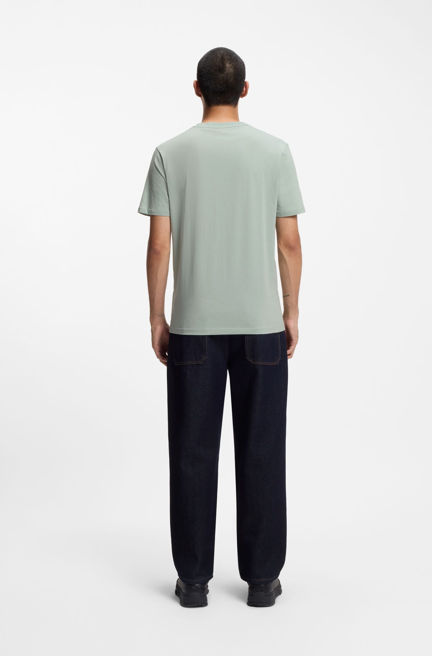 HUGO - Áo thun cotton jersey in logo tách